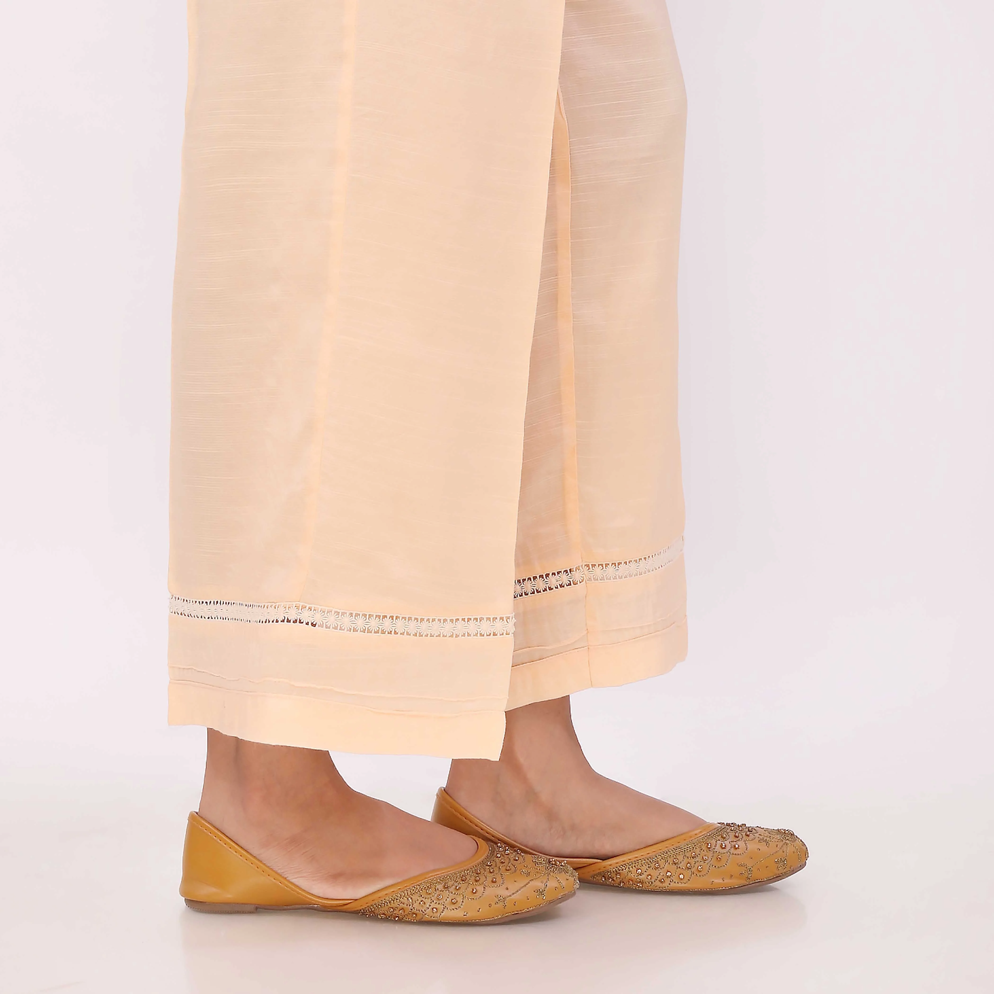 Beige Raw Silk Straight Leg Trouser PL5124 - Image 3