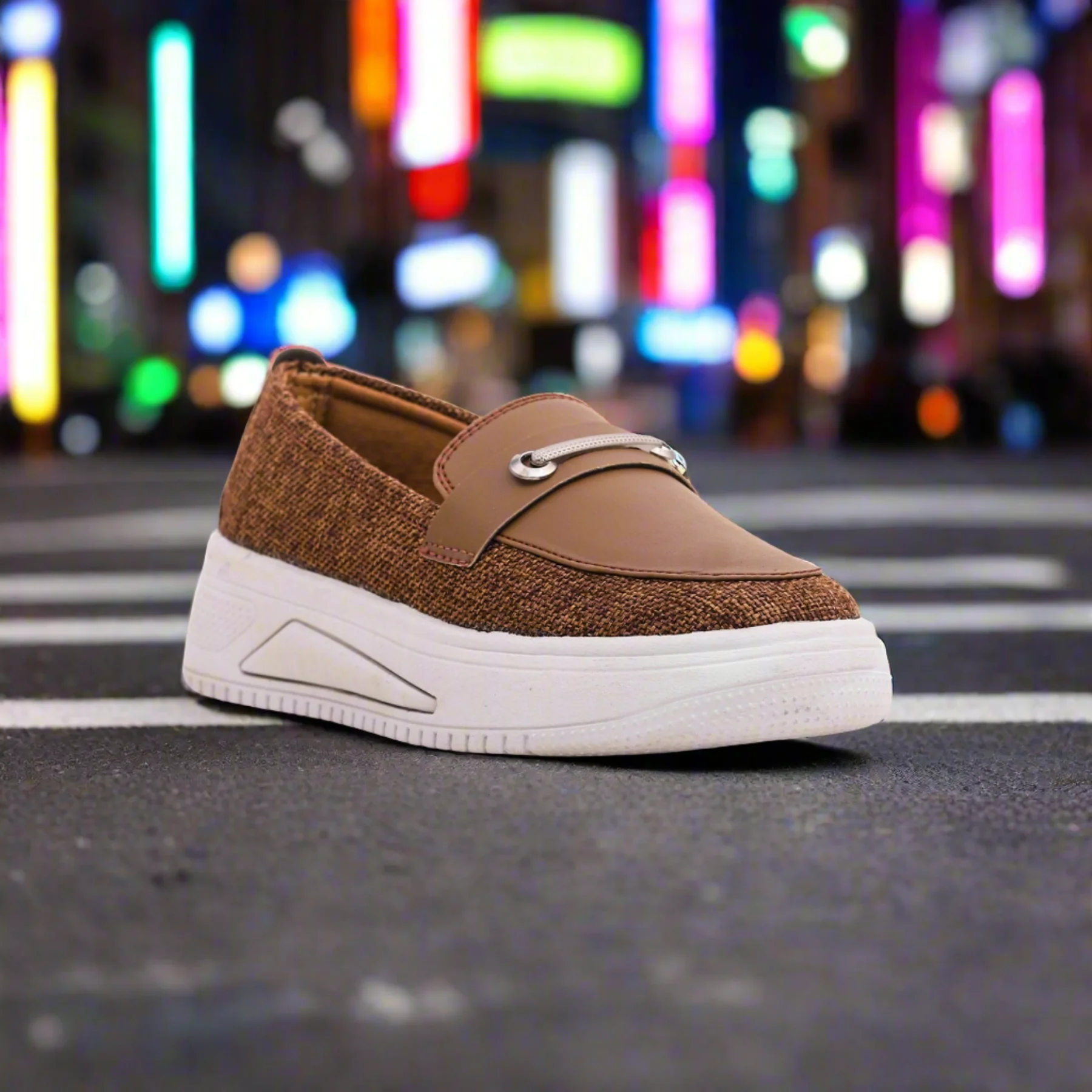 Women Beige Slip On Sneaker AT9080 - Image 4