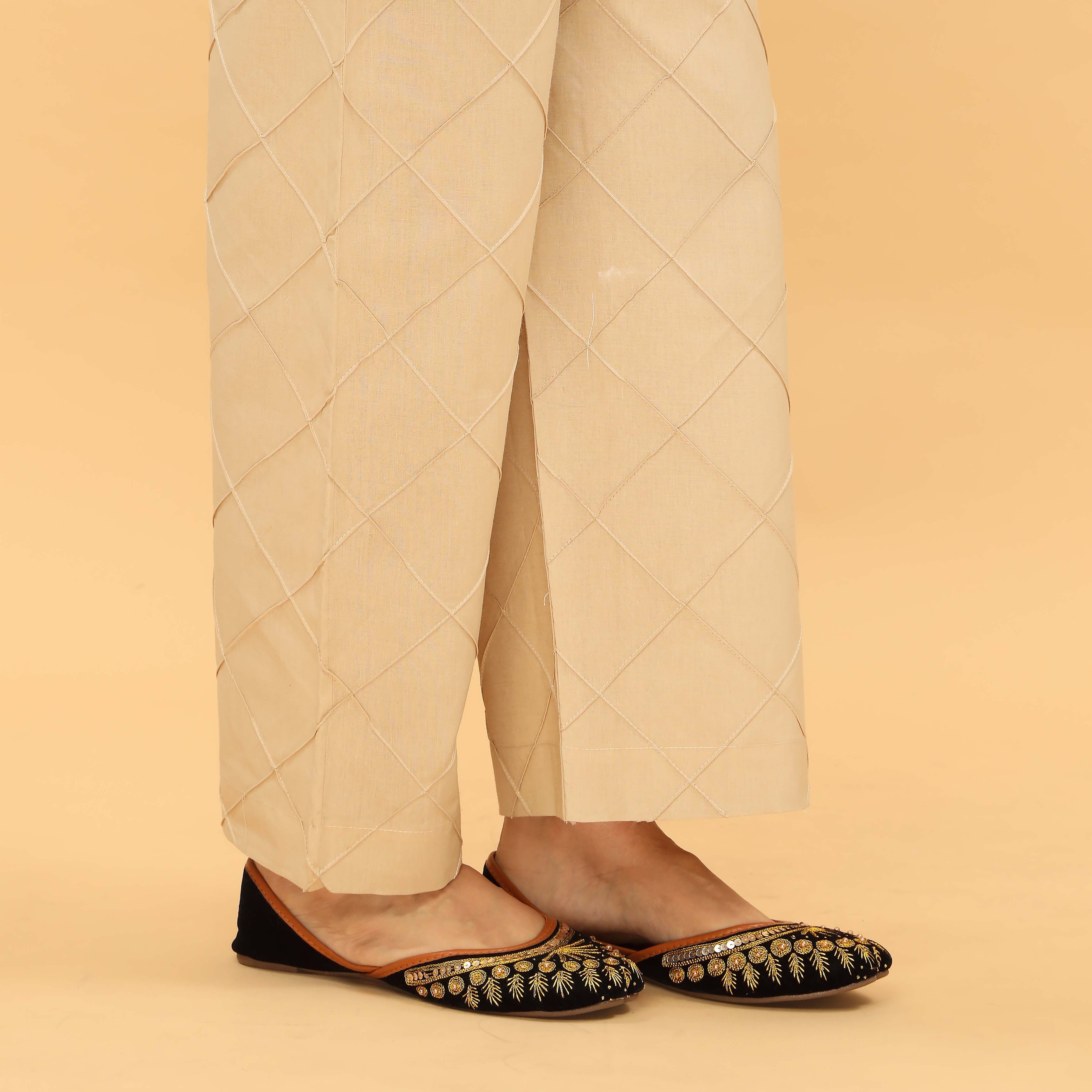 Beige Straight Fit Embellished Trouser PL5033 - Image 2