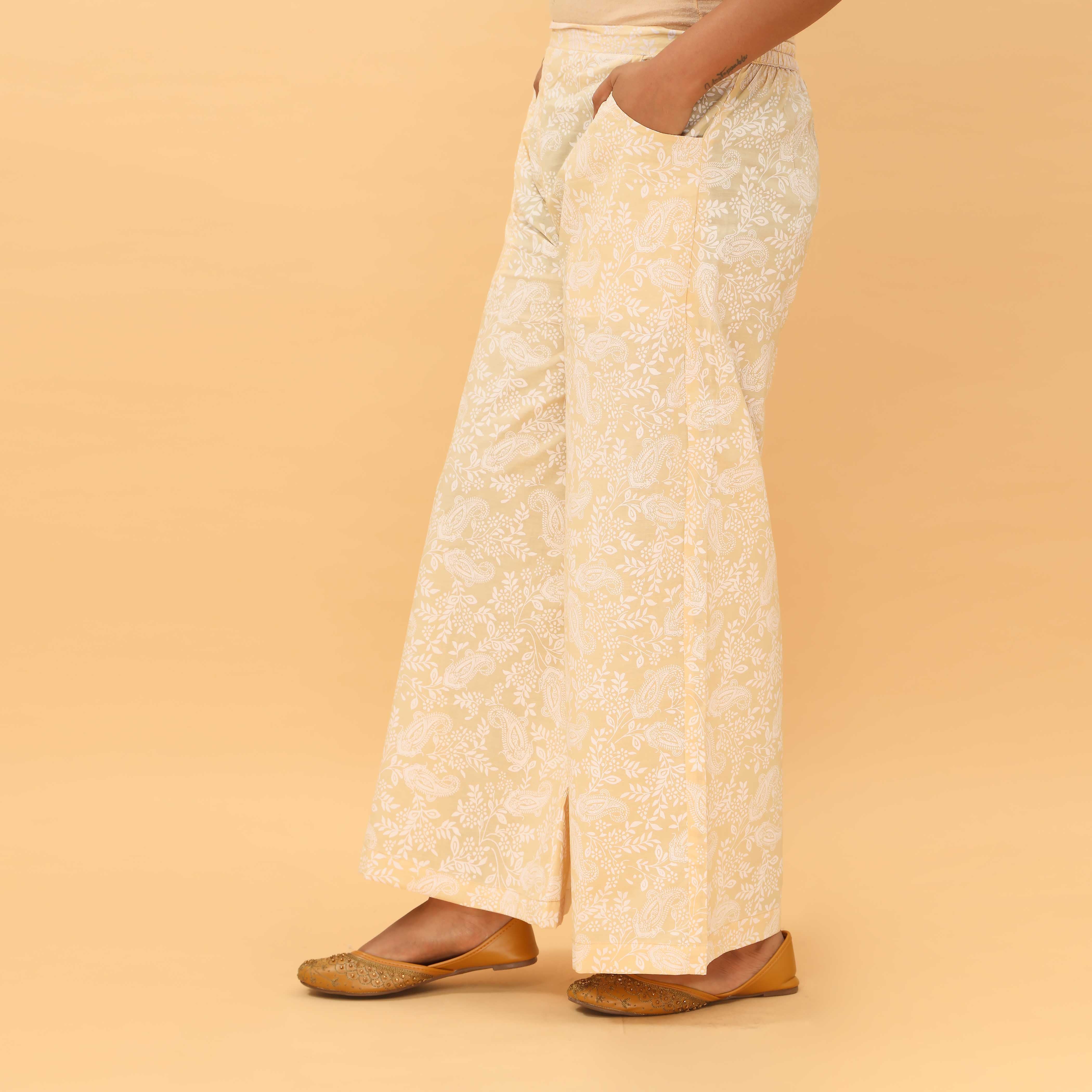Beige Straight Fit Printed Trouser PL5026 - Image 2