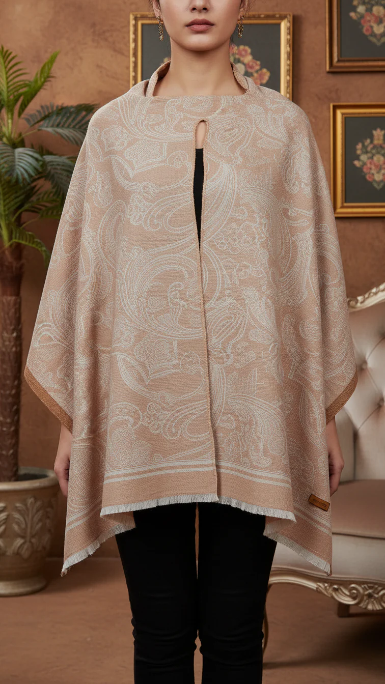 Beige Winter Cape Shawl PW5931