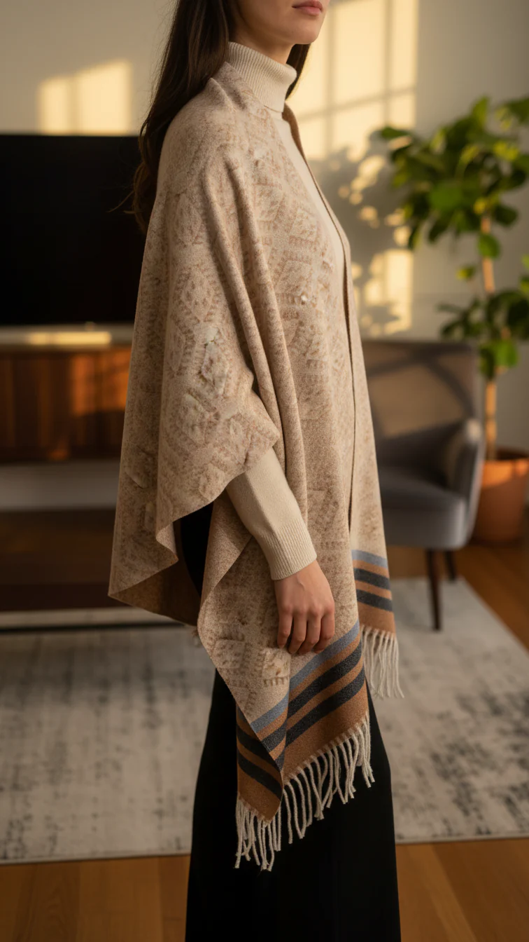 Beige Winter Capeshawl PW5629 - Image 3