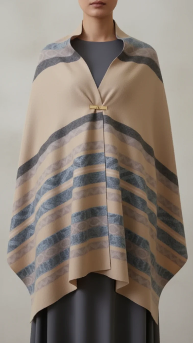 Beige Winter Capeshawl PW5643 - Image 3