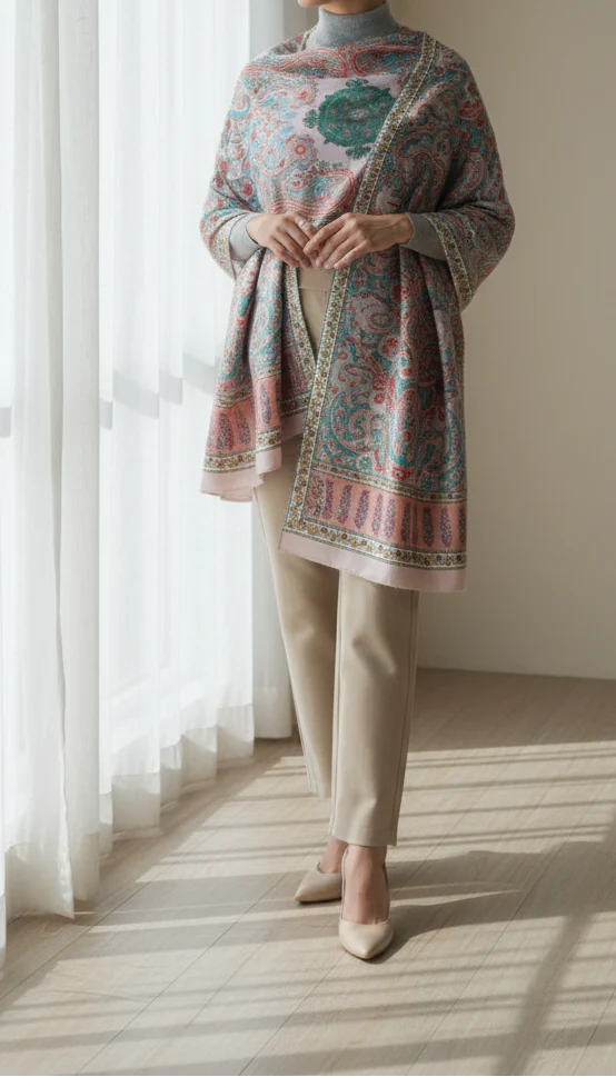 Beige Winter Stole PN5152 - Image 3