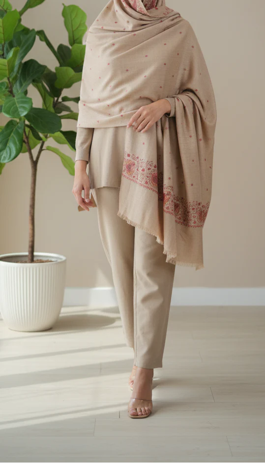 Beige Winter Shawl PW5857 - Image 2