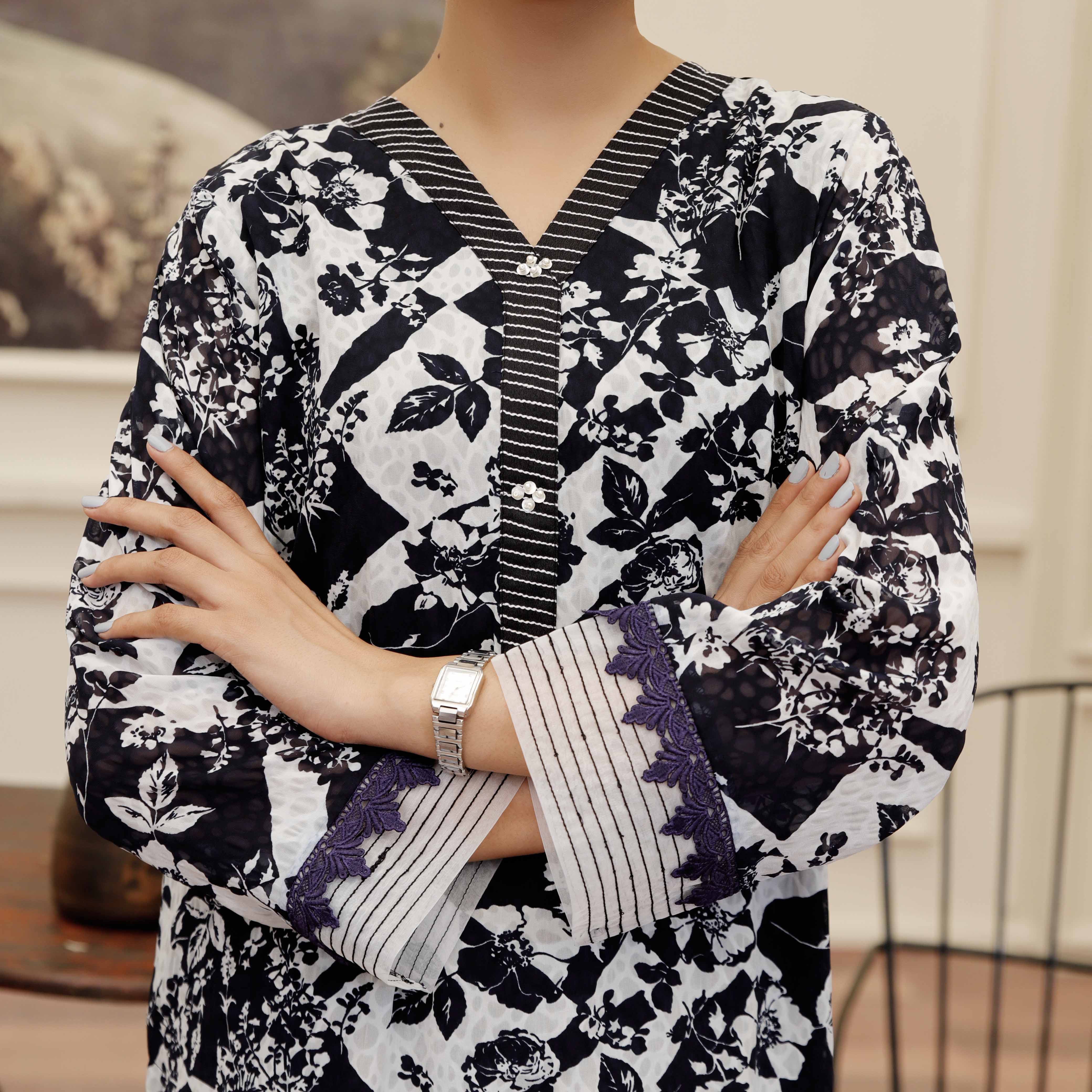 1PC Printed Georget Shirt PS4955 - Image 3