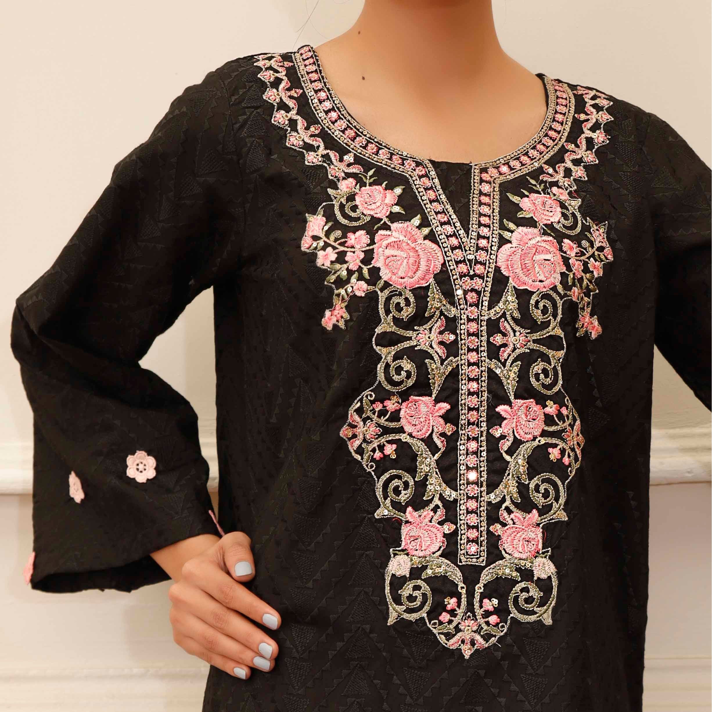 2PC Chikan Fabric Embroidered Suit PS4944 - Image 3
