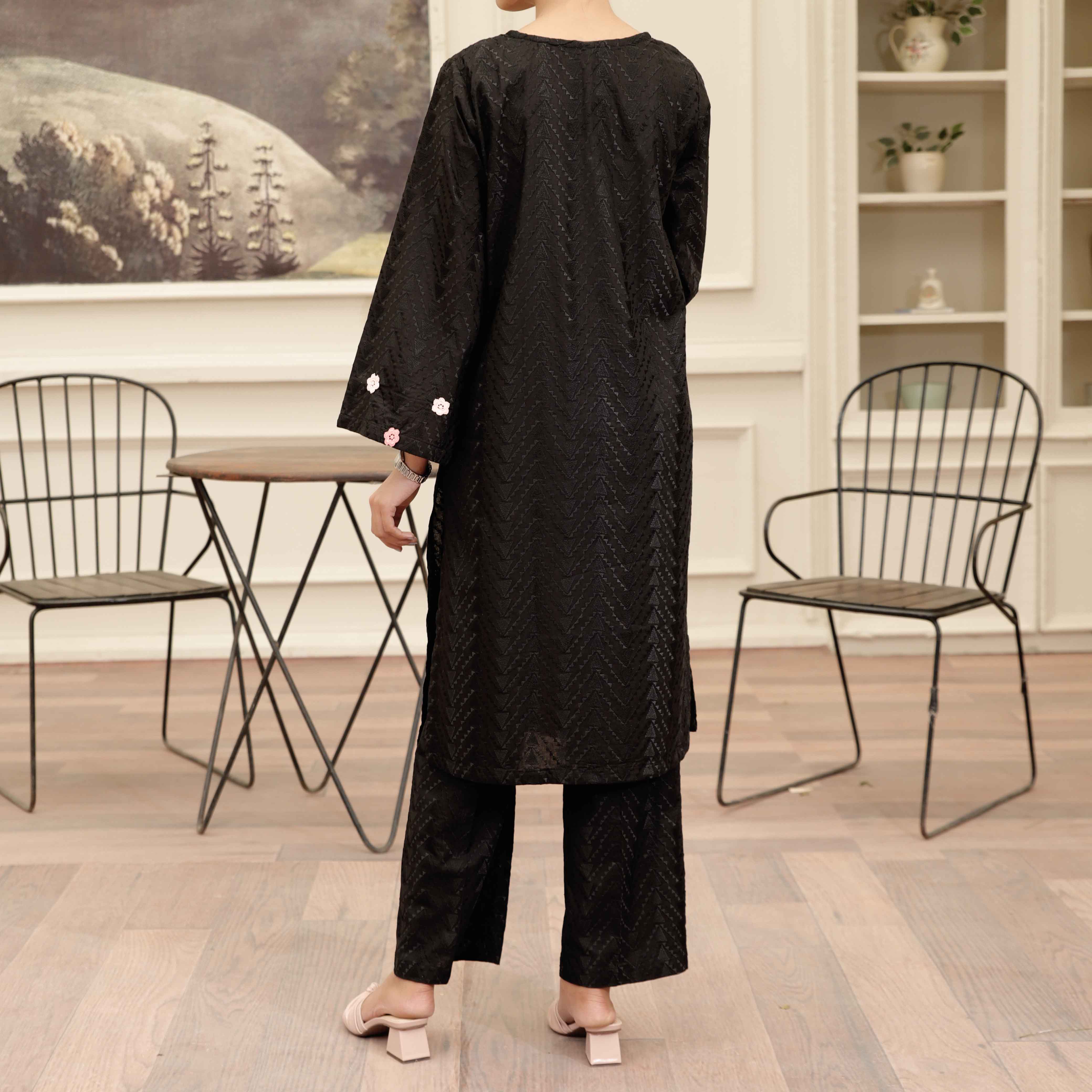 2PC Chikan Fabric Embroidered Suit PS4944 - Image 4