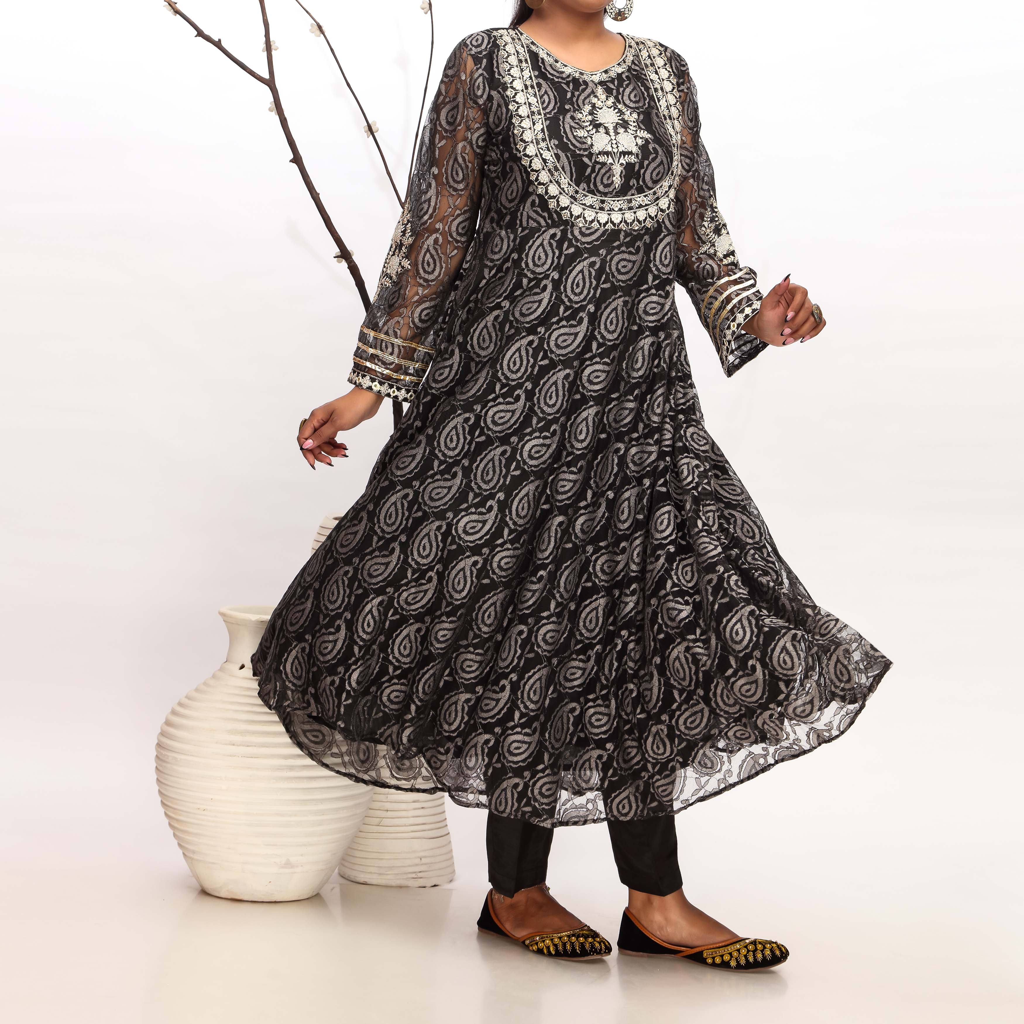 2PC- Embellished Net Suit PF3083 - Image 2