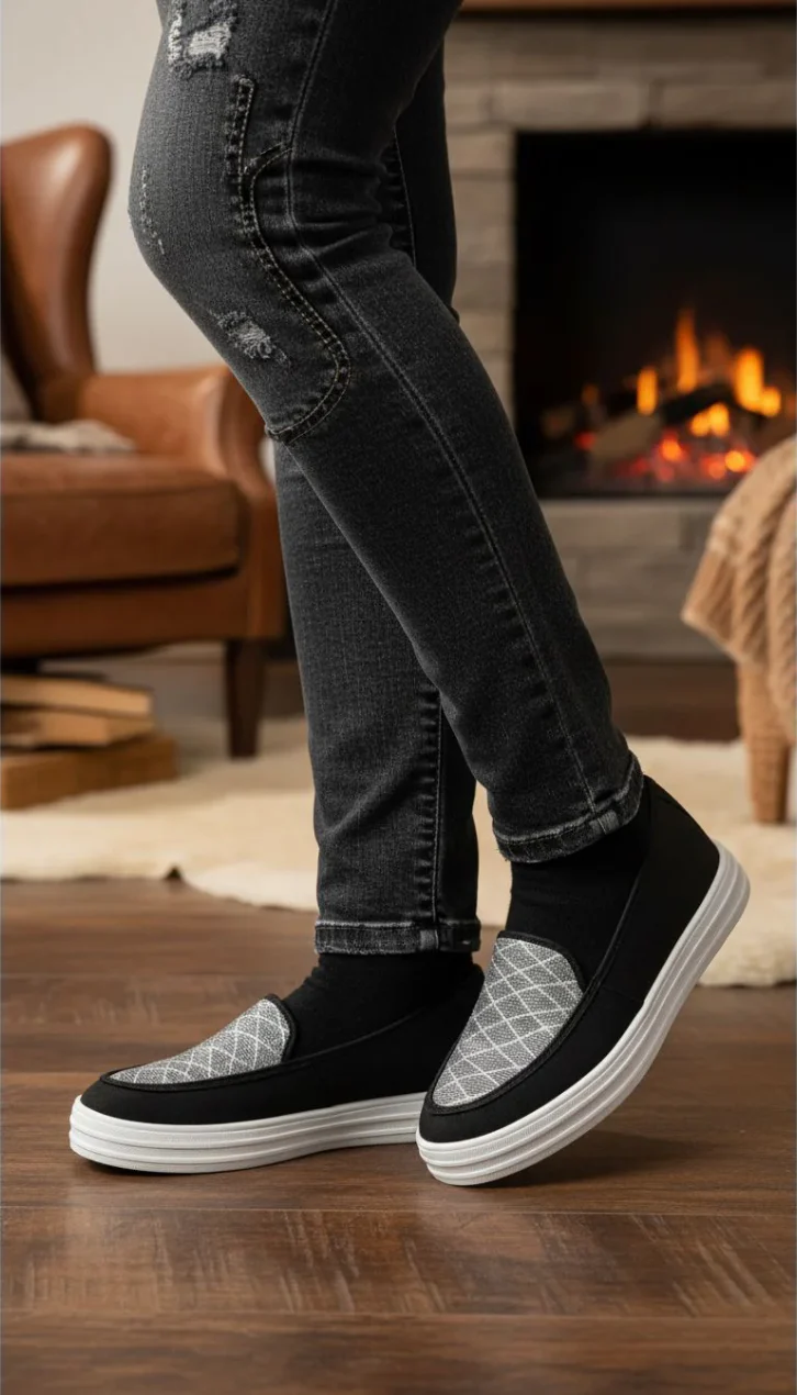 Black Canvas Slip Ons WN6197 - Image 2