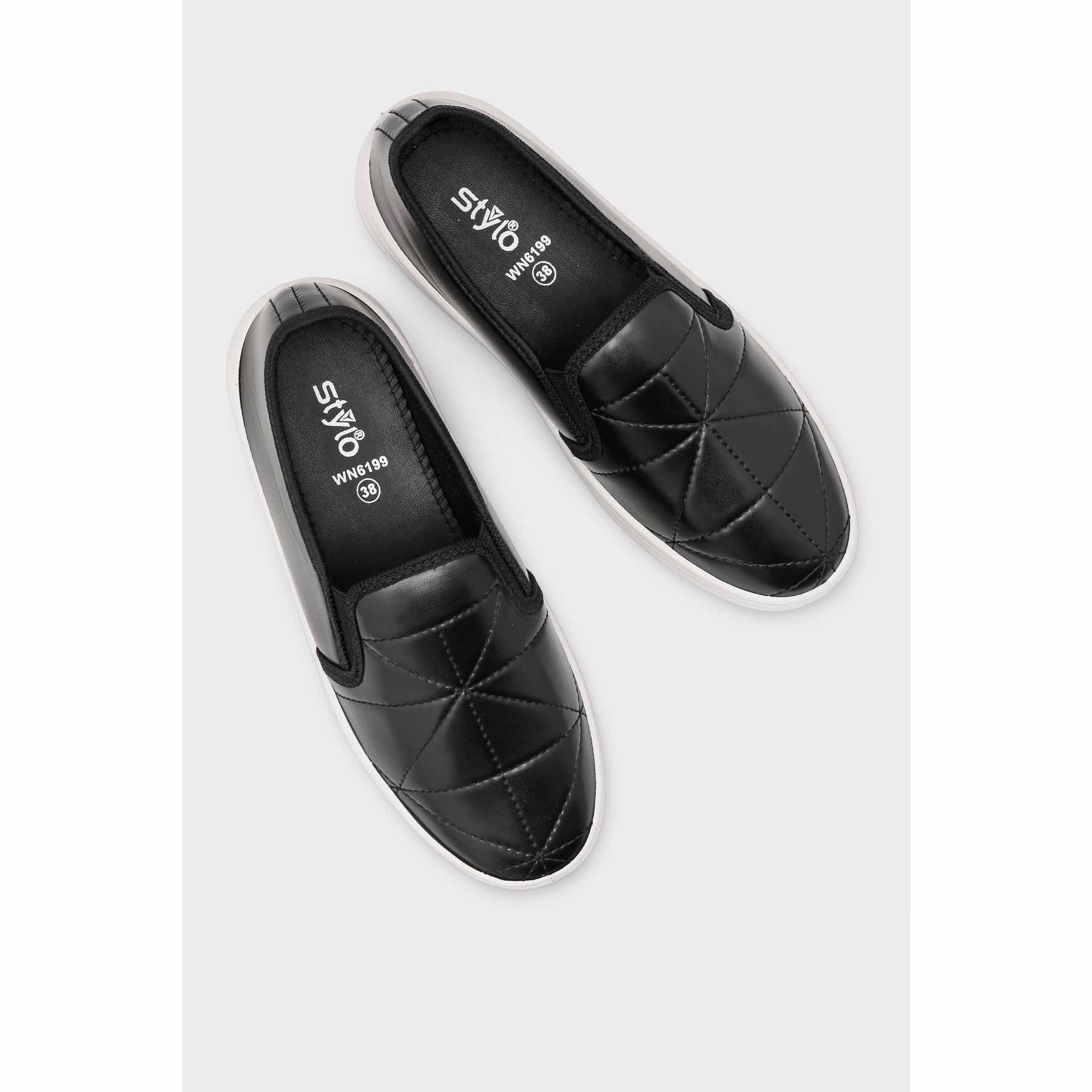 Black Canvas Slip Ons WN6199 - Image 3