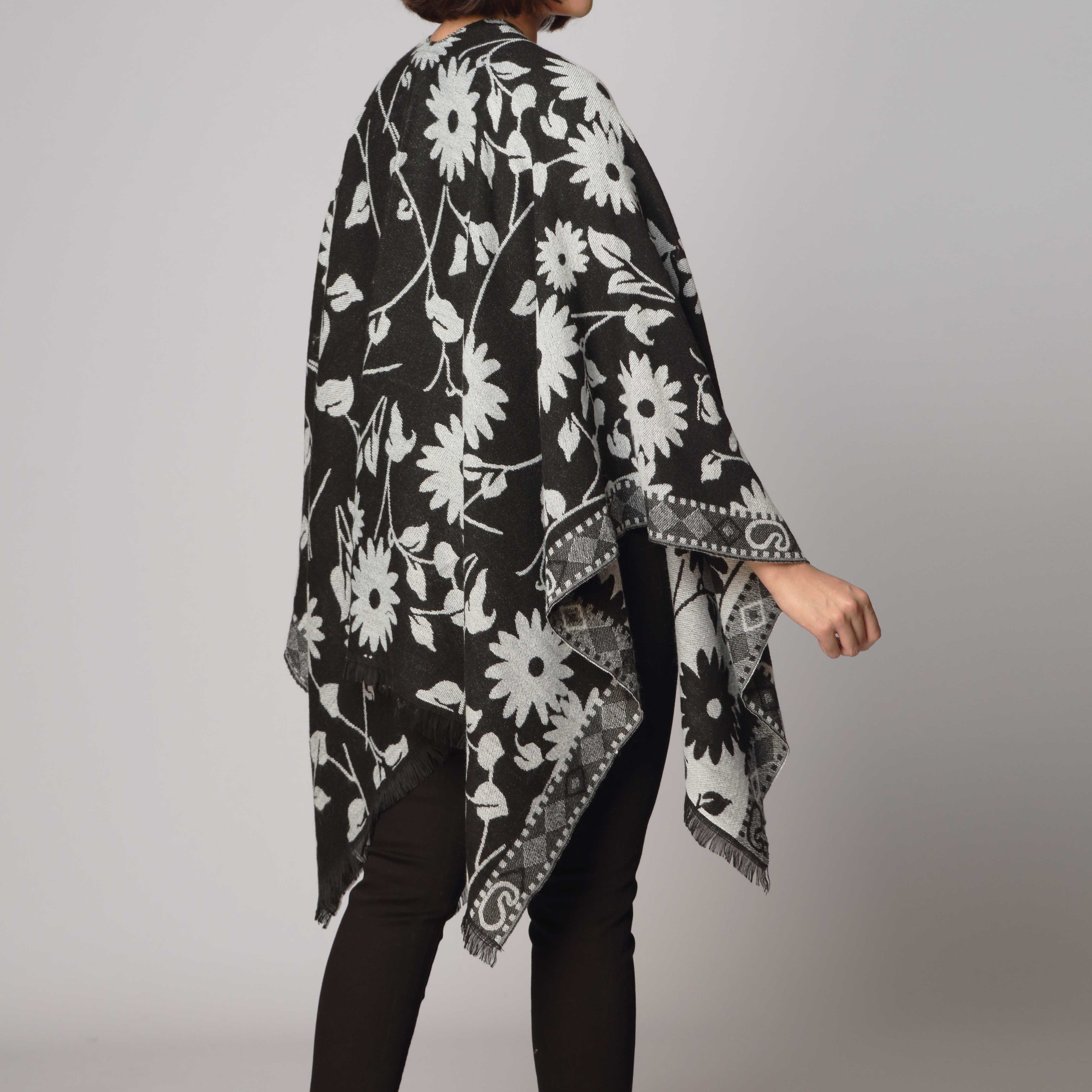 Black Cape Shawl PW2816 - Image 3