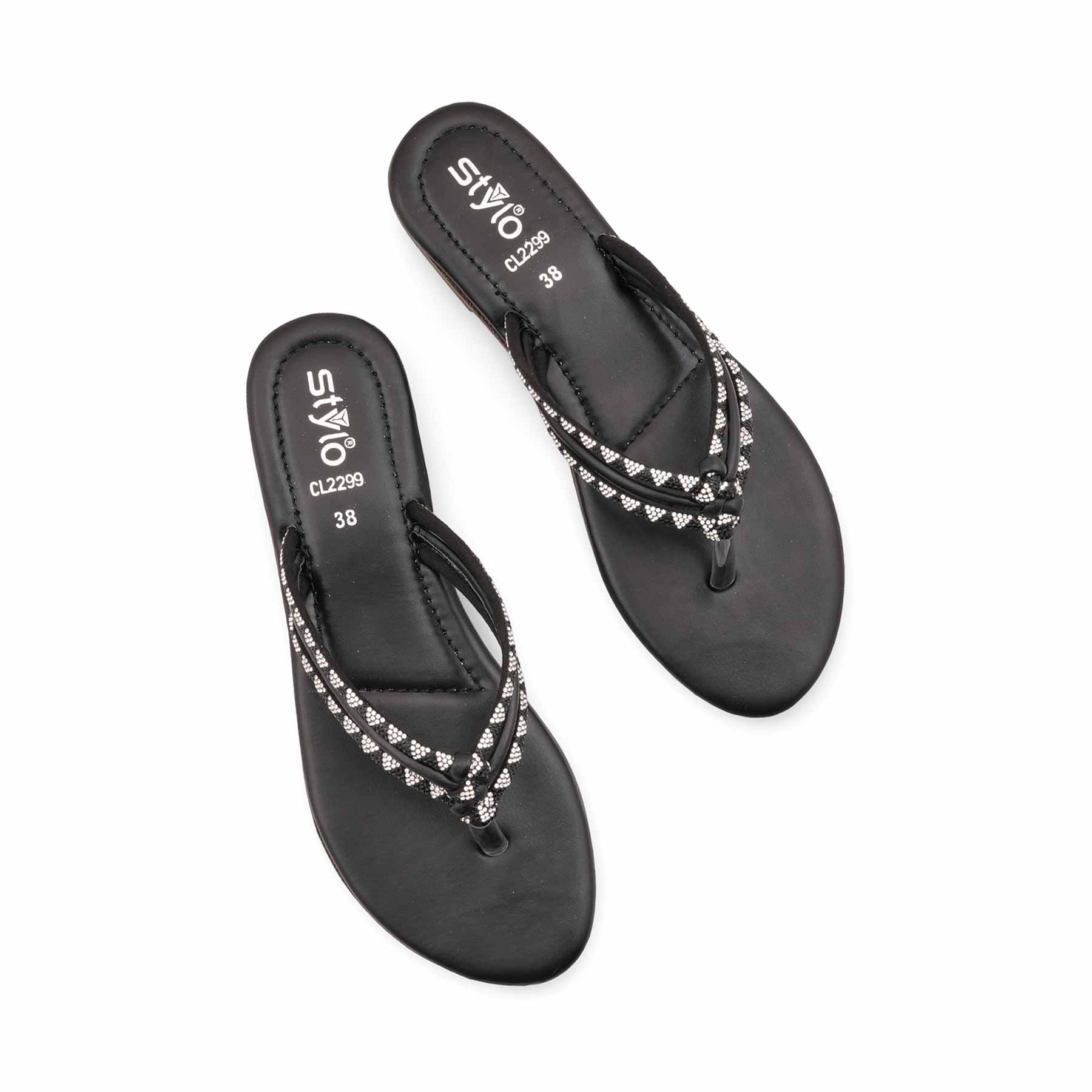 Black Casual Chappal For Women CL2299 - Image 5