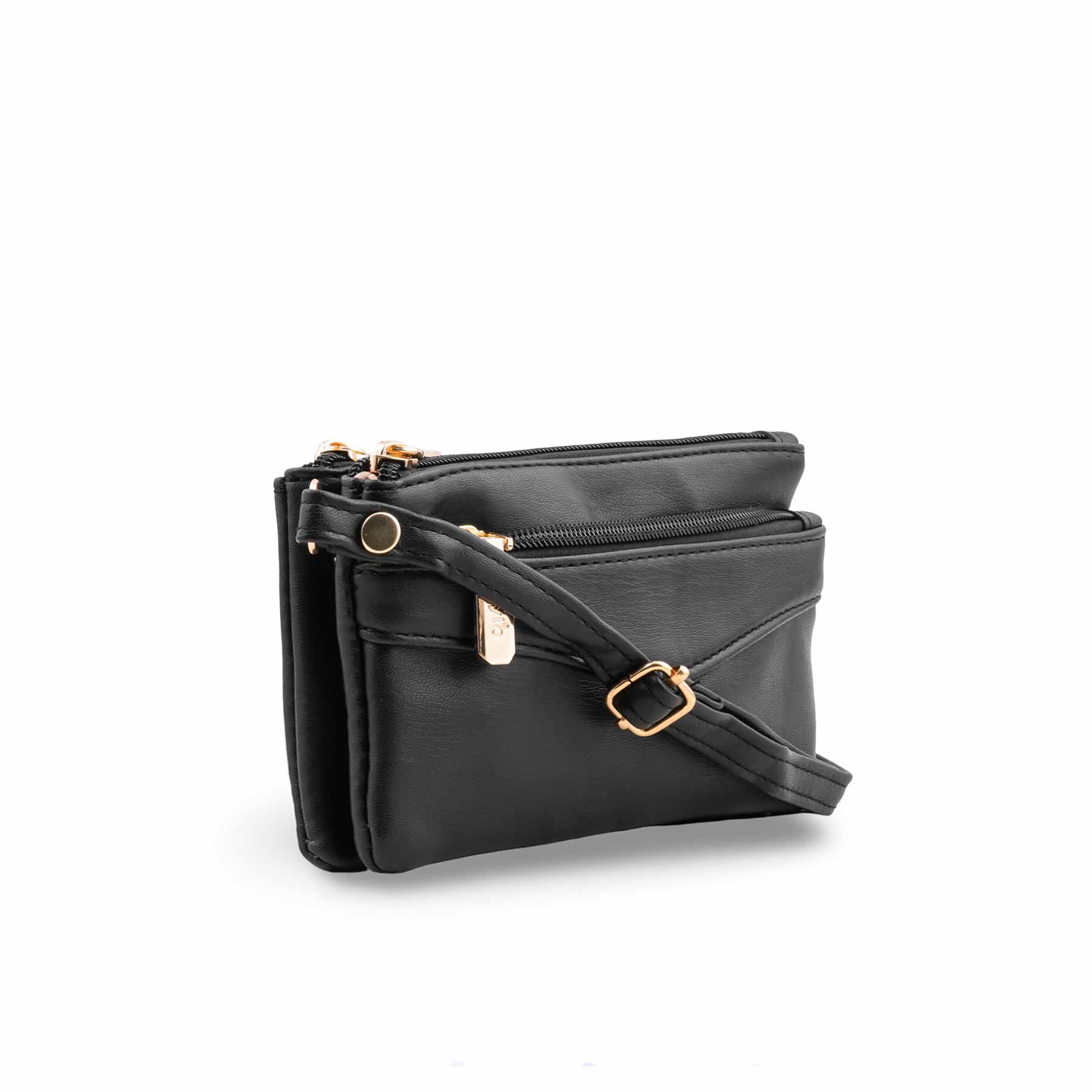 Black Casual Pouch For Ladies P97682 - Image 3