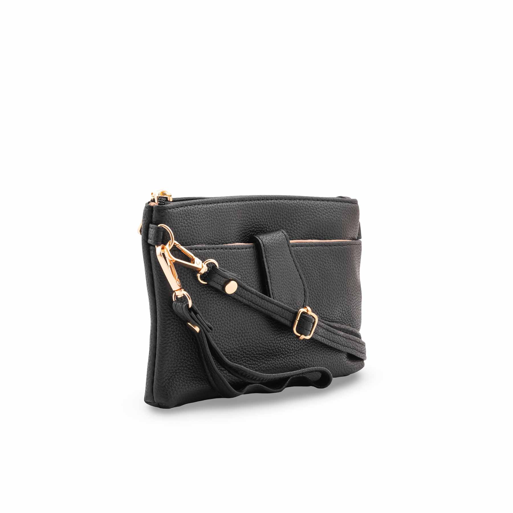Black Casual Pouch For Ladies P97689 - Image 3