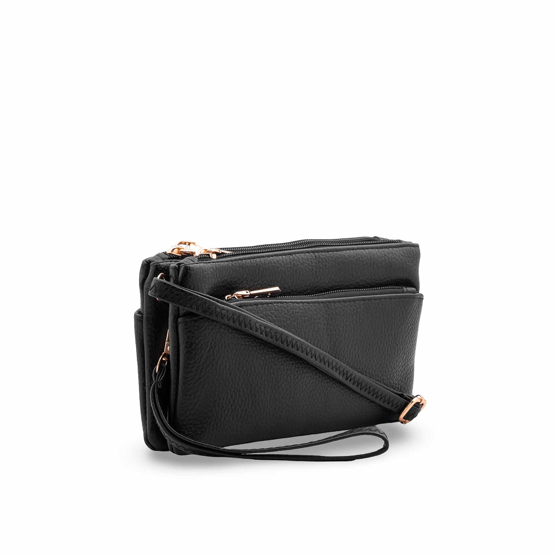 Black Casual Pouch For Women P97743 - Image 3