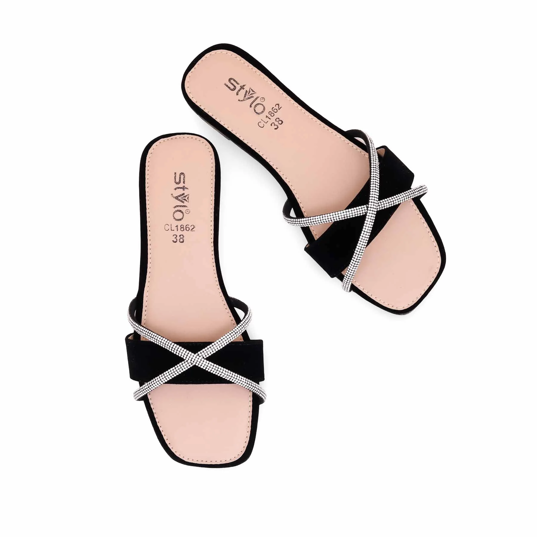 Women's Black Casual Slipper CL1862 - Image 4