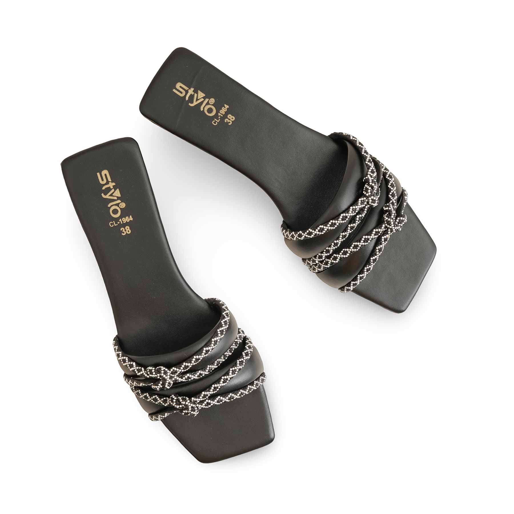 Black Casual Slipper For Women CL1964 - Image 5