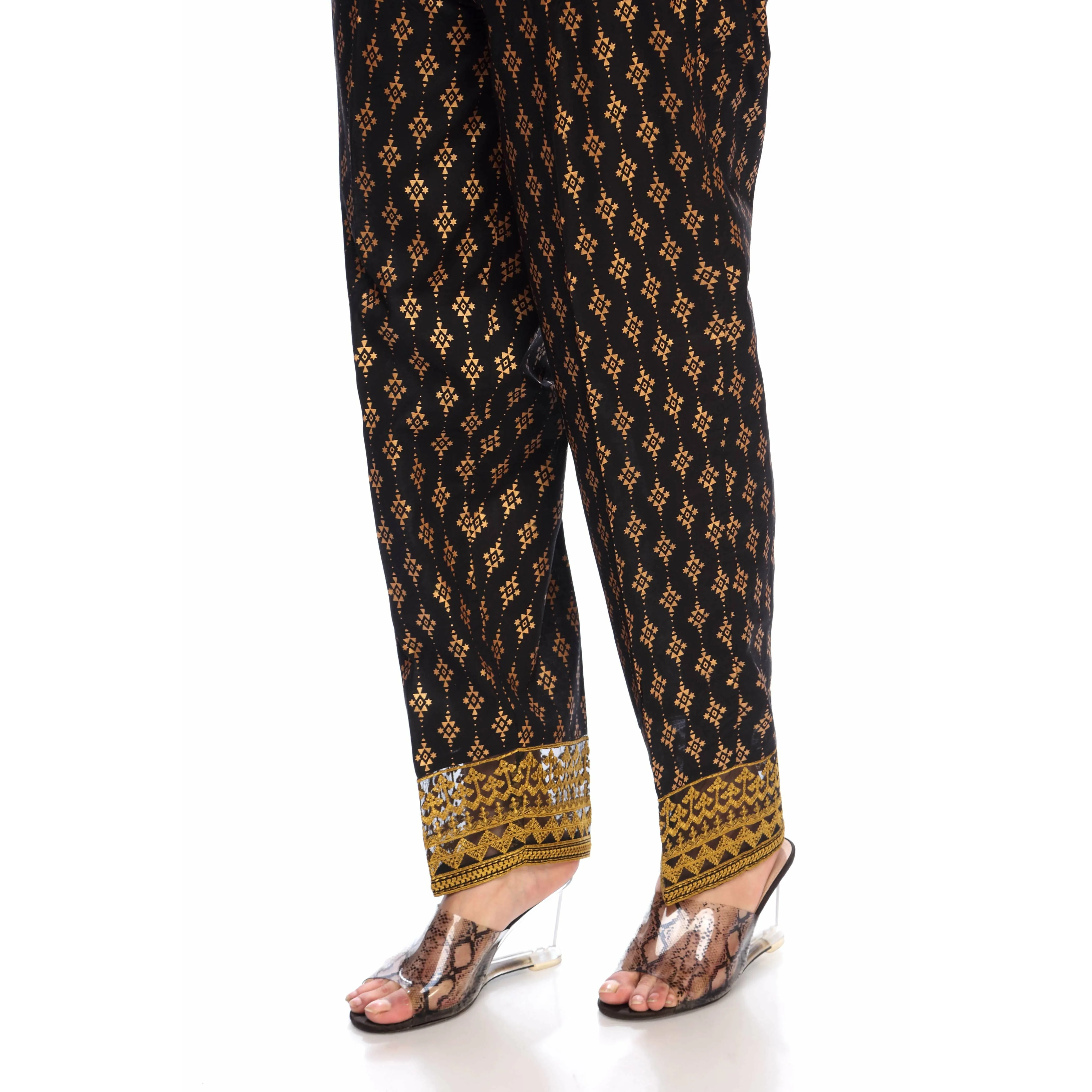 Black Color Straight Fit Cambric Trouser PS2518 - Image 3