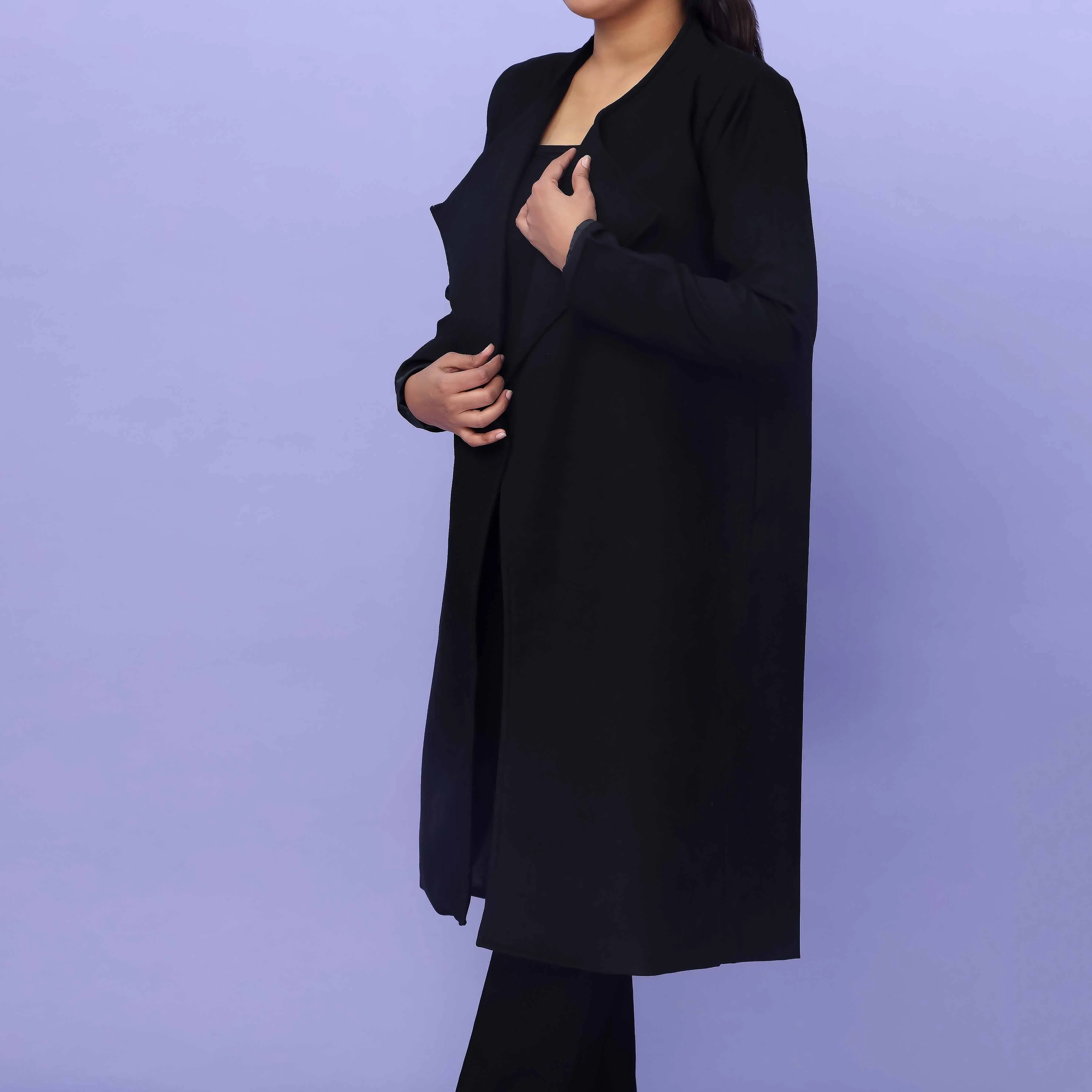 Black Corduroy Coat PW4326 - Image 2