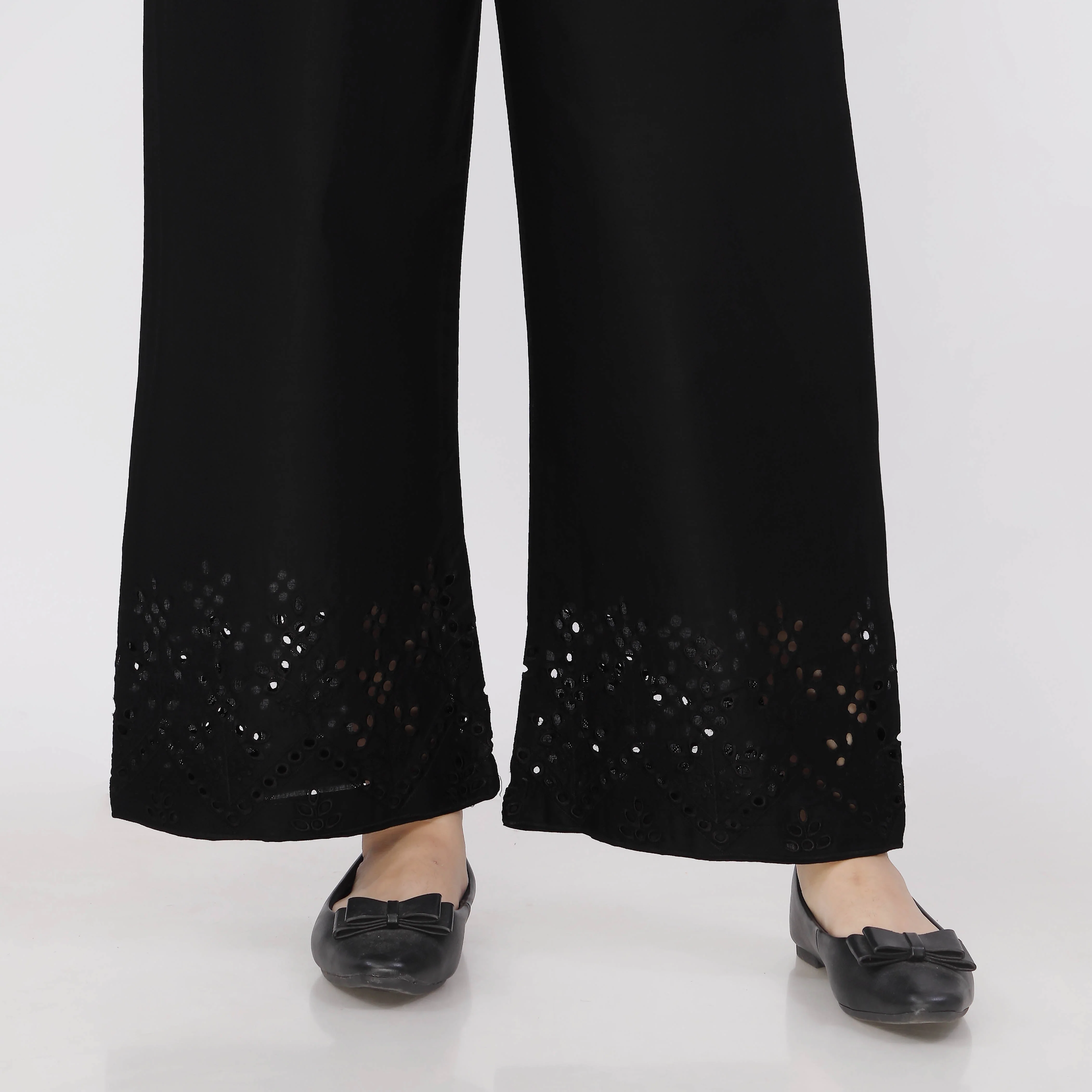Black Cotton Cambric Embroiderd Trouser PL5064 - Image 2