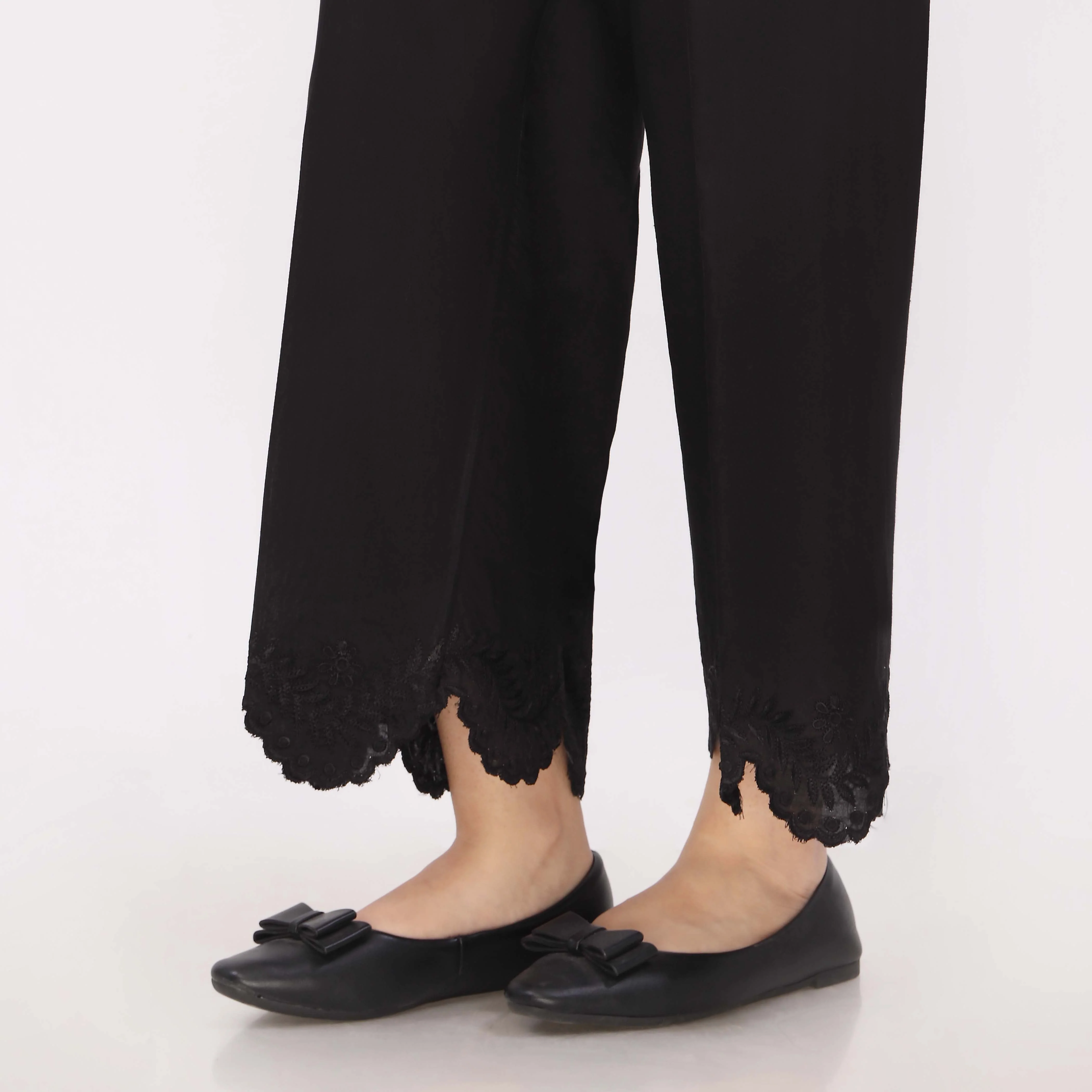 Black Cotton Cambric Embroidered Trouser - Image 4