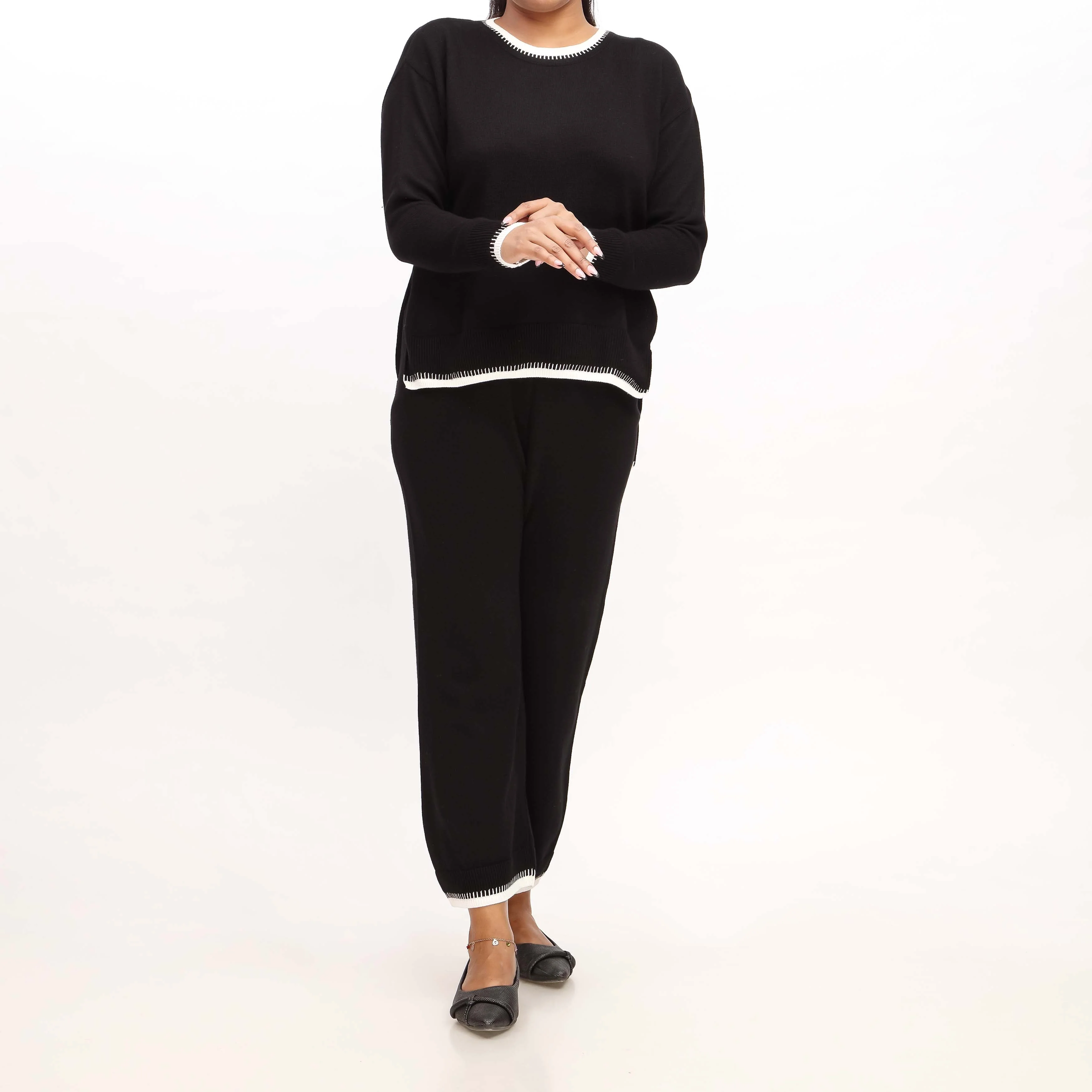Black Cotton Co-ord Set PW4848 - Image 2