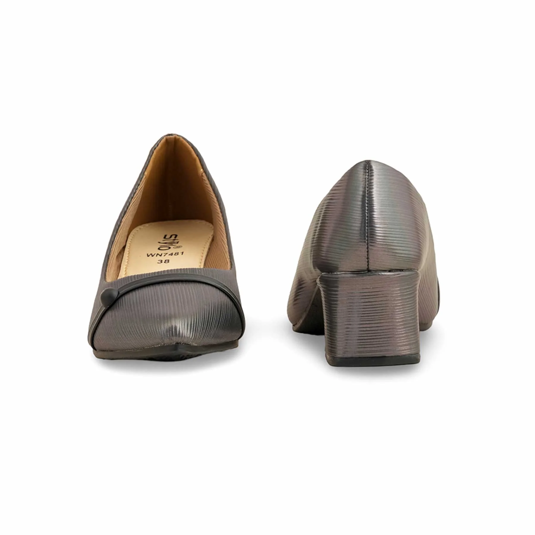 Black Court Shoes For Ladies WN7481 - Image 3