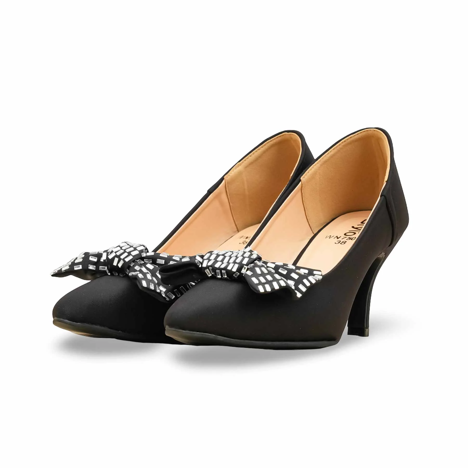 Black Court Shoes For Ladies WN7506 - Image 3