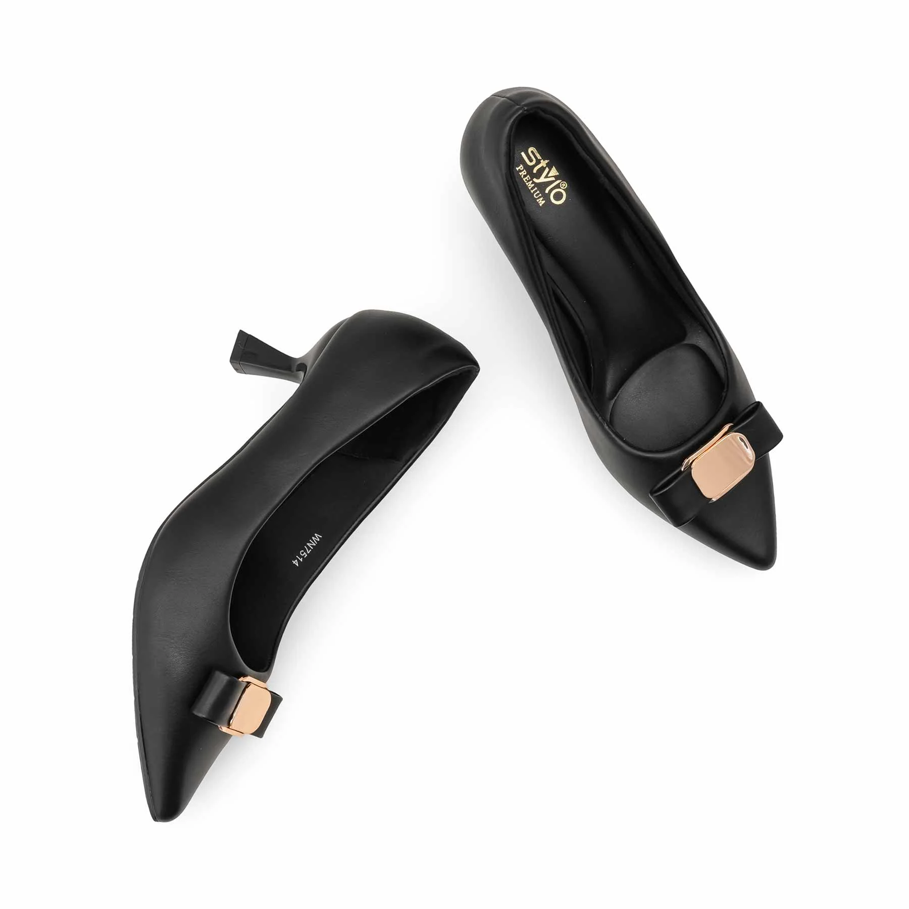 Black Court Shoes For Ladies WN7514 - Image 6