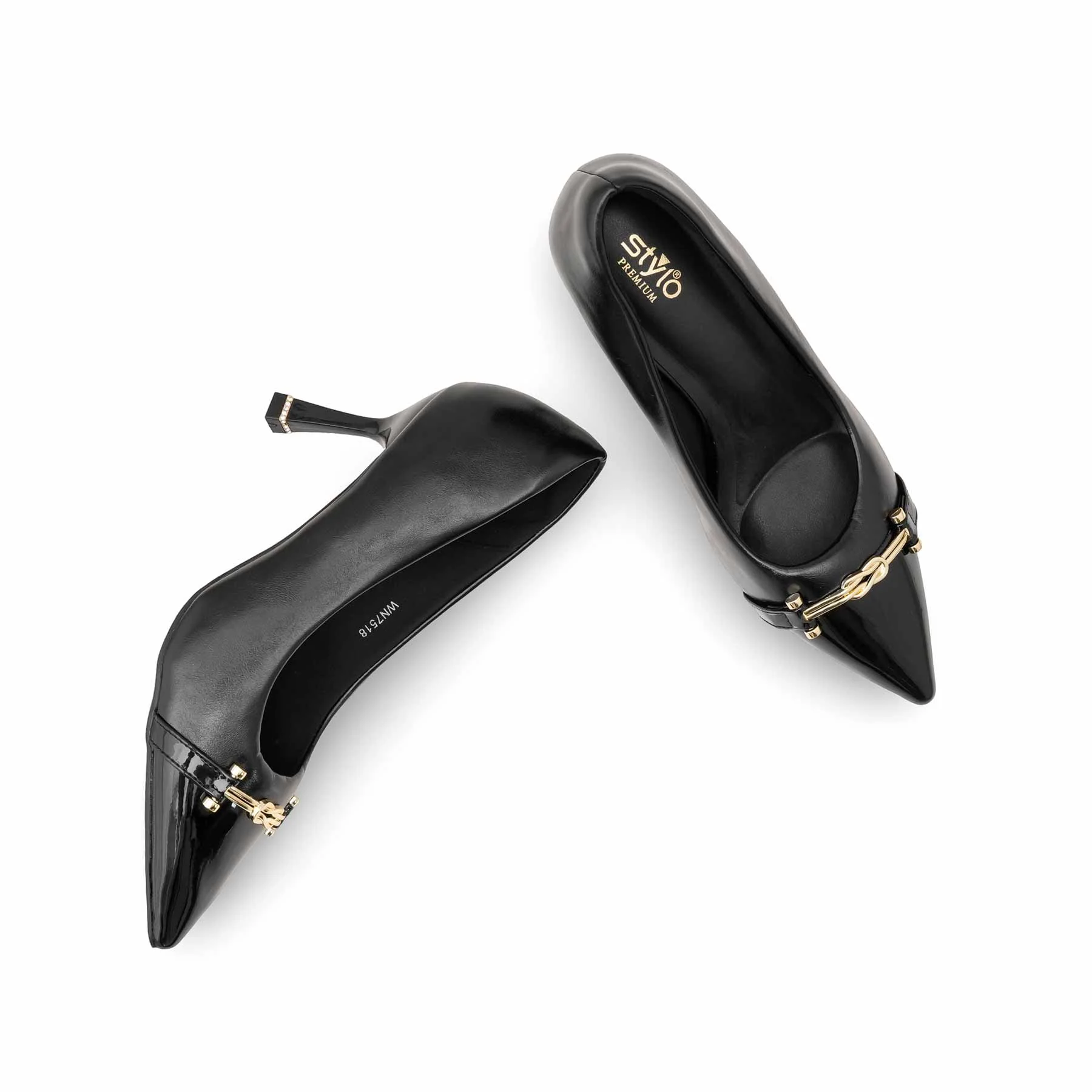 Black Court Shoes For Ladies WN7518 - Image 5
