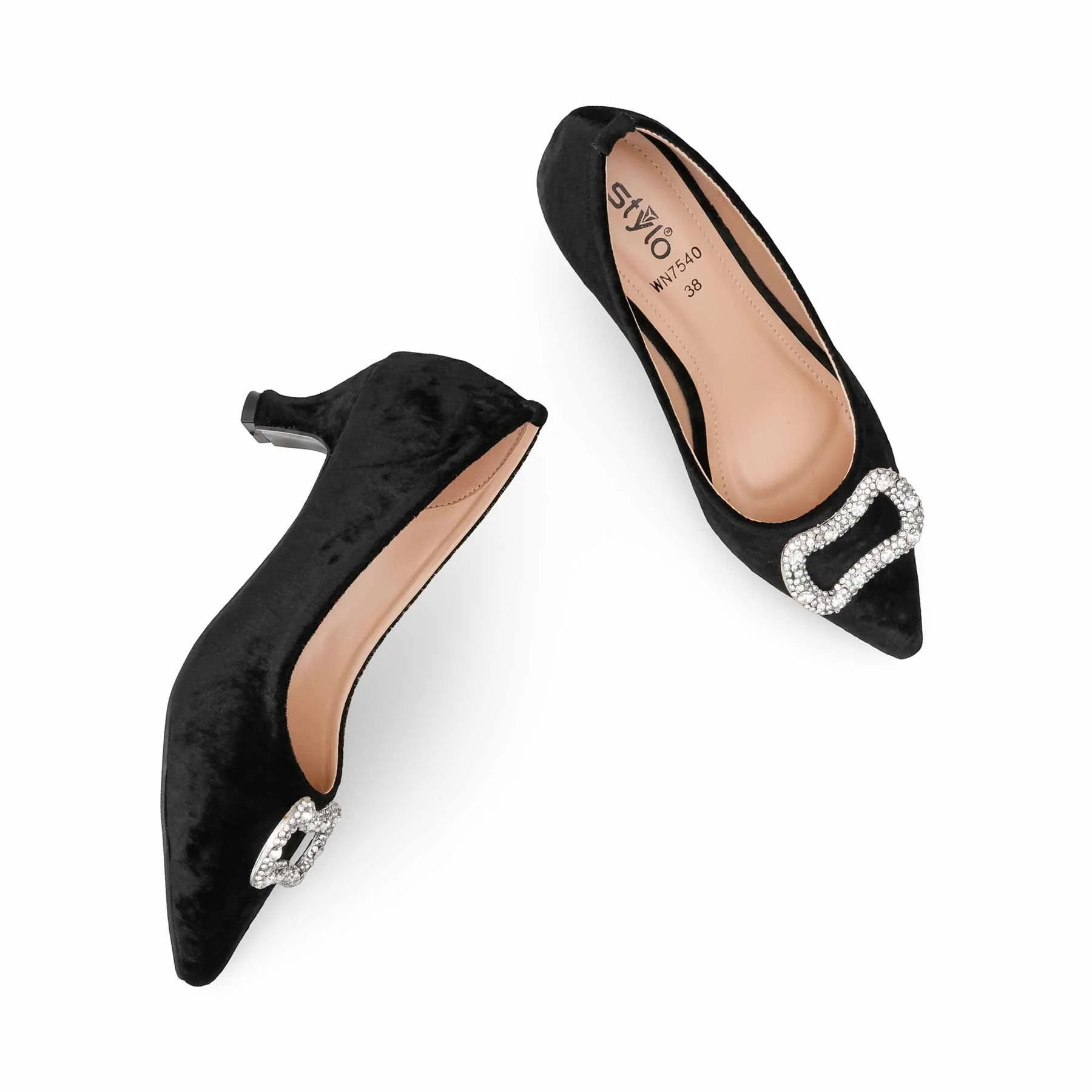 Black Court Shoes For Ladies WN7540 - Image 6