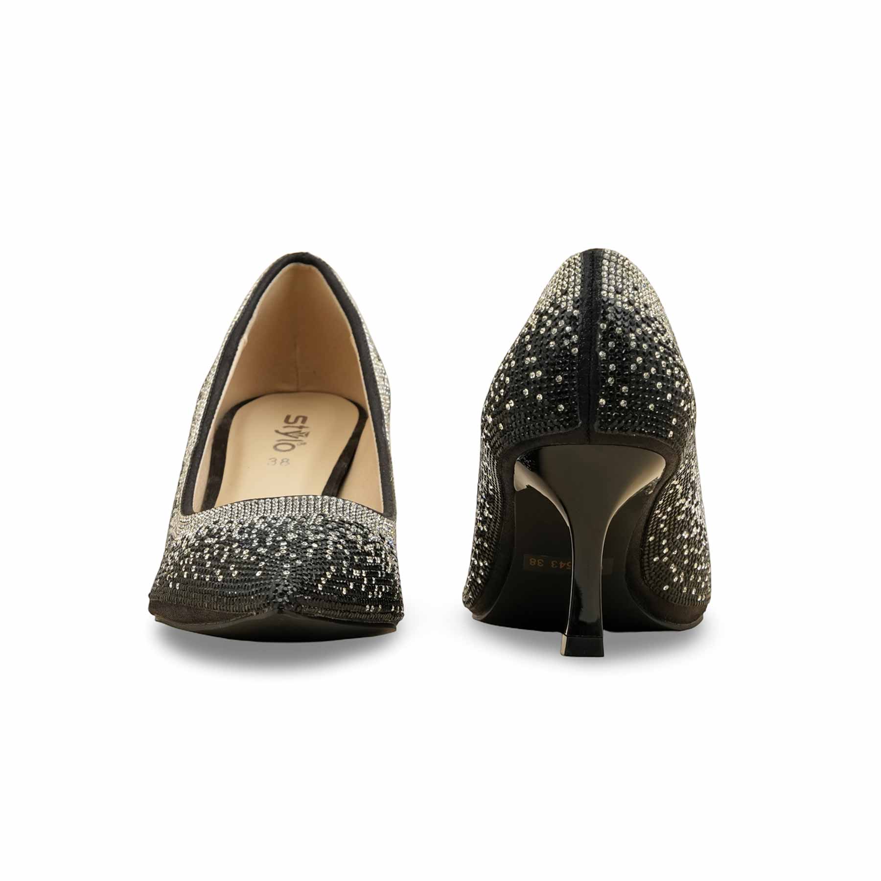 Black Fancy Bridal Court Shoes WN7543 - Image 5