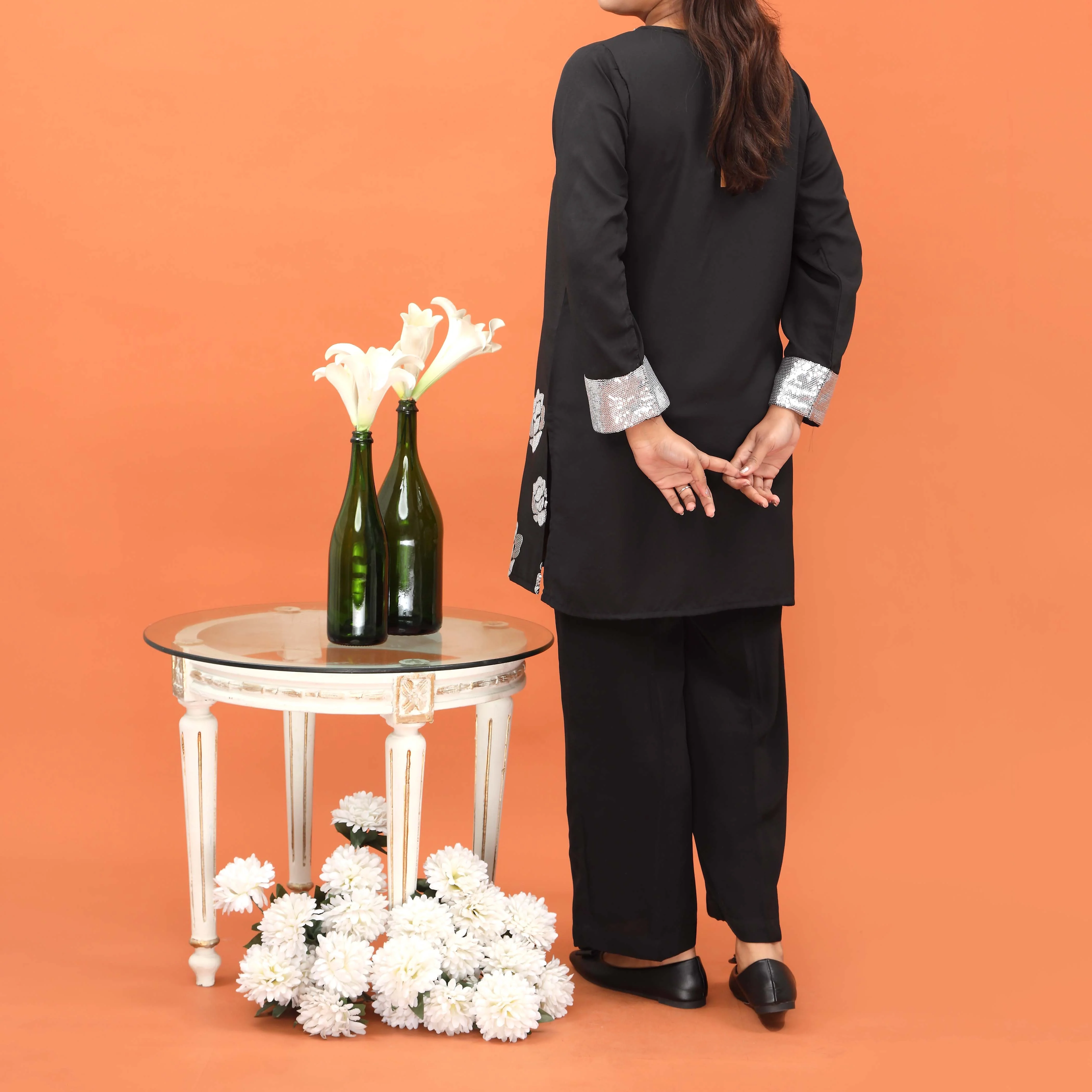 1PC- Embellished Grip Silk Shirt PW4181 - Image 3