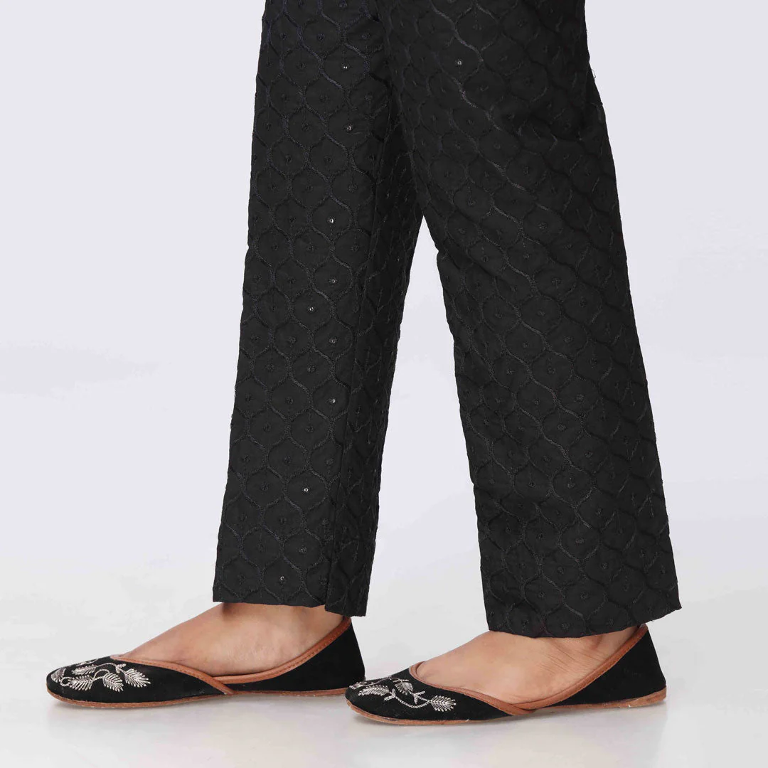 Black Embroidered Cambric Trouser PS3565 - Image 3