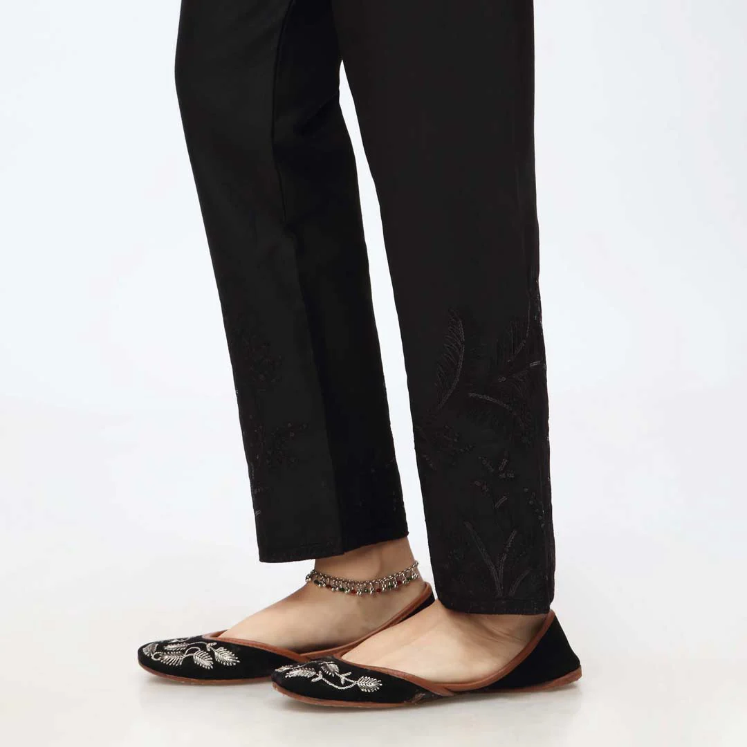 Black Embroidered Cambric Slim Fit Trouser PW3669 - Image 2