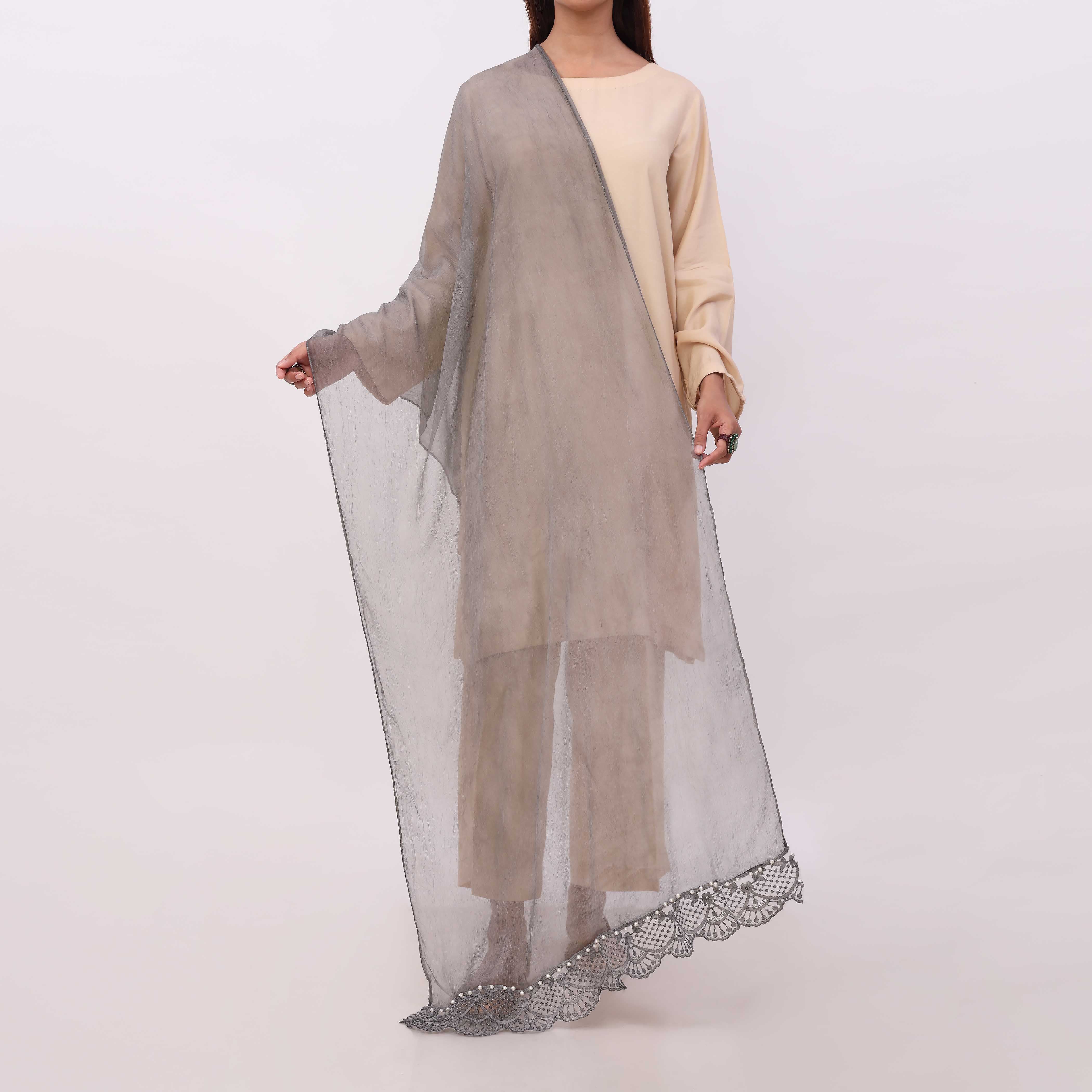 Black Embroidered Stole PD5307 - Image 2
