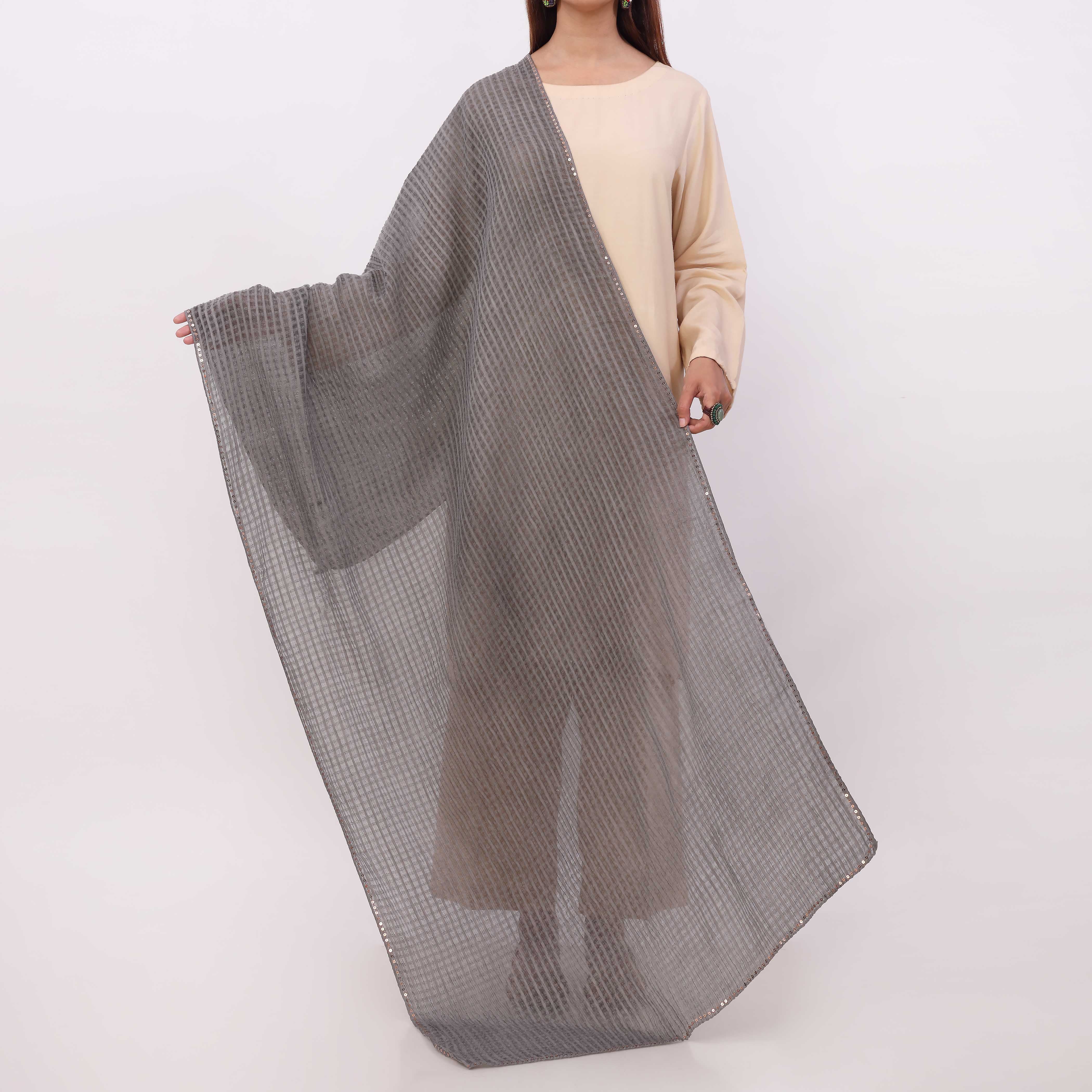 Black Embroidered Stole PD5311 - Image 2