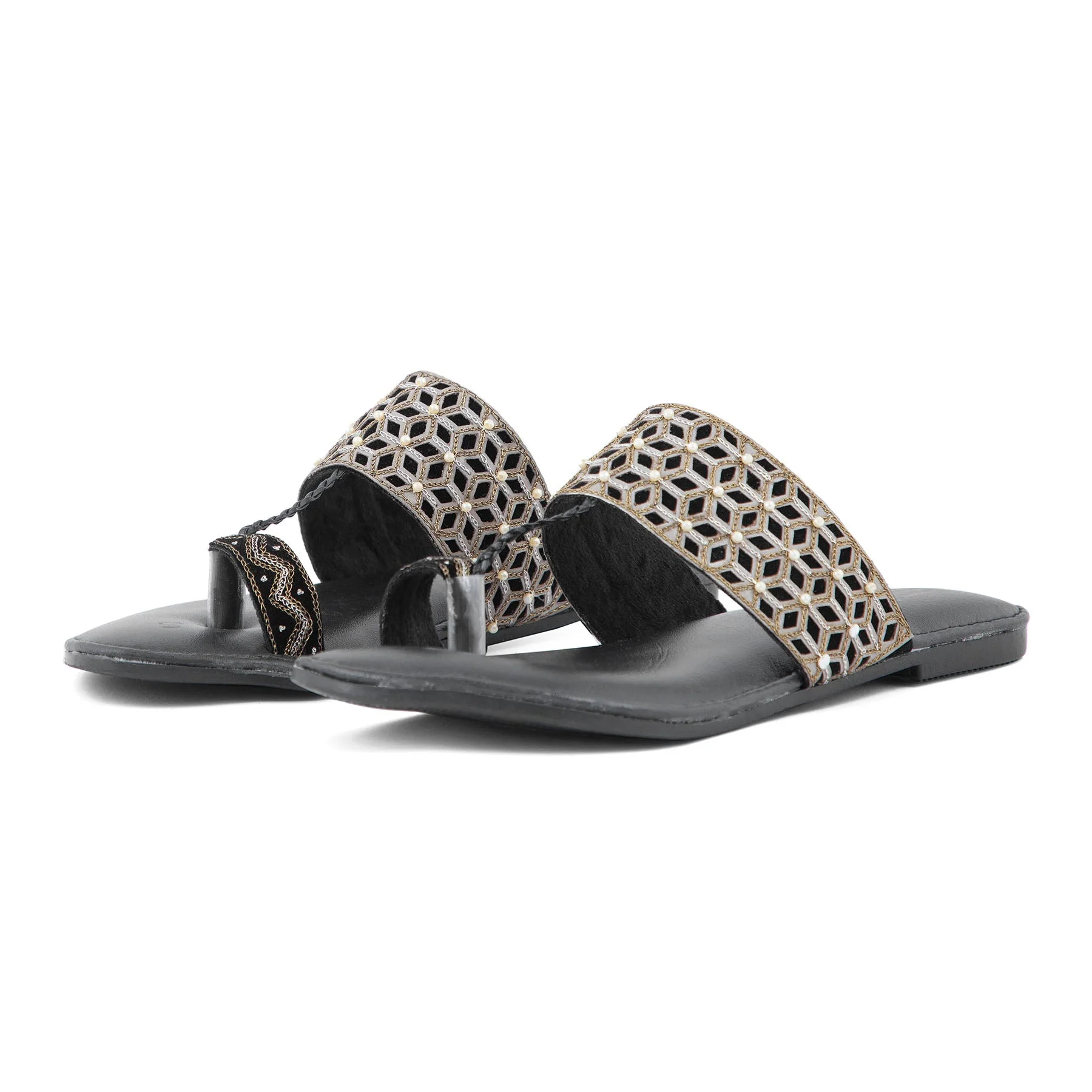 Black Ethnic Chappal EC0182 - Image 2