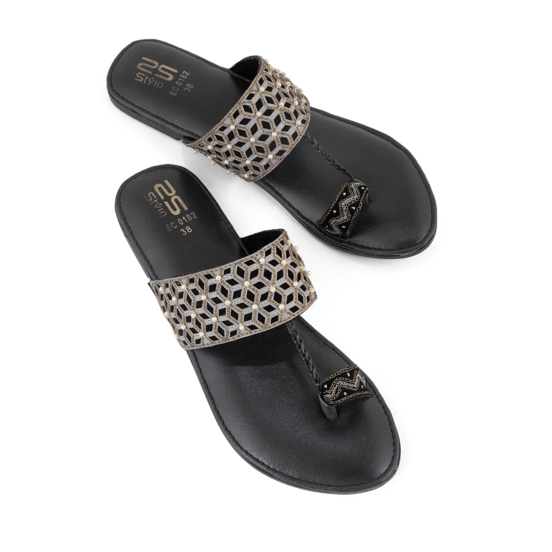 Black Ethnic Chappal EC0182 - Image 3