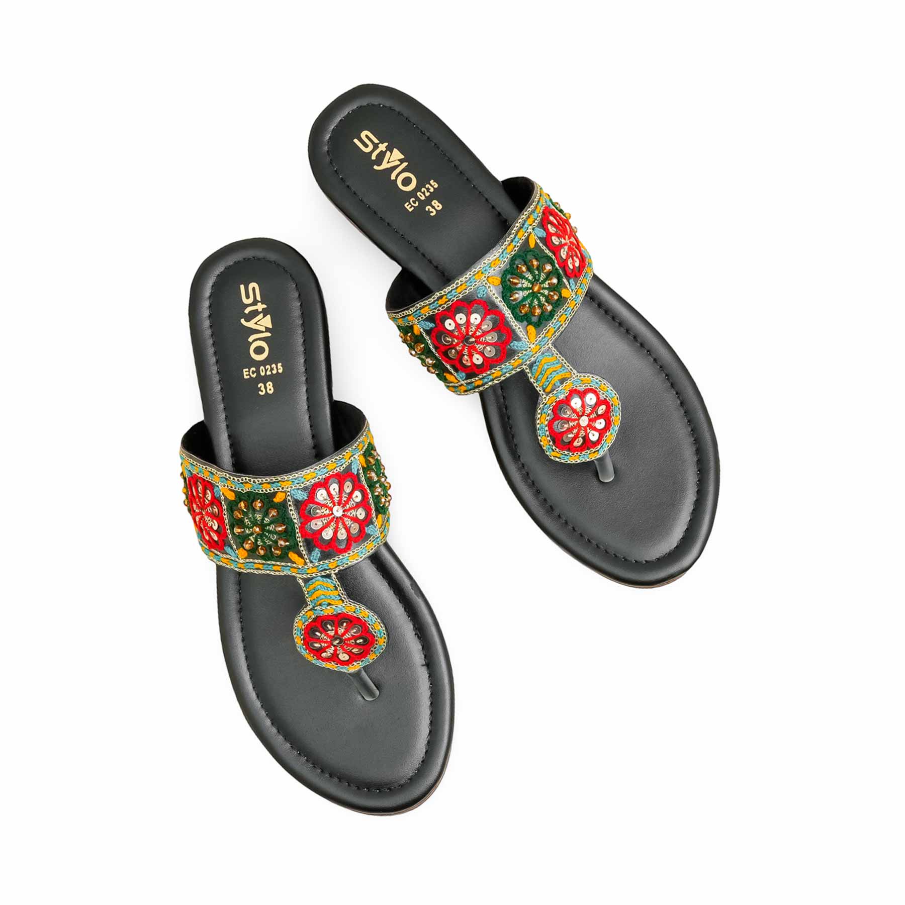 Black Ethnic Chappal EC0235 - Image 6