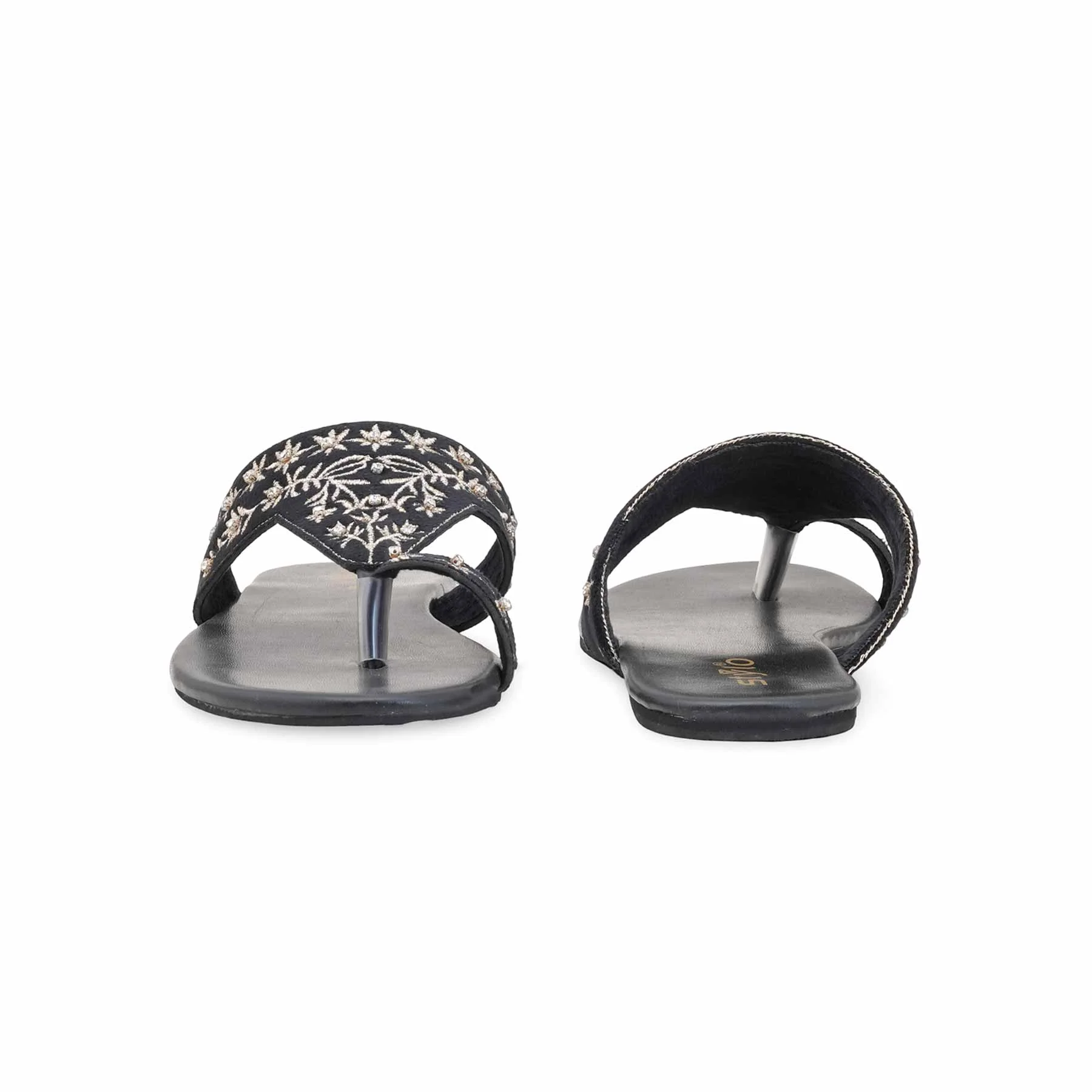 Black Ethnic Chappal For Ladies EC0238 - Image 4