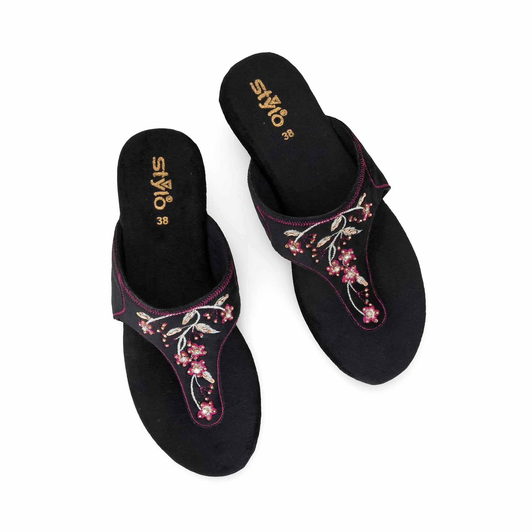 Black Ethnic Chappal For Ladies EC0239 - Image 5