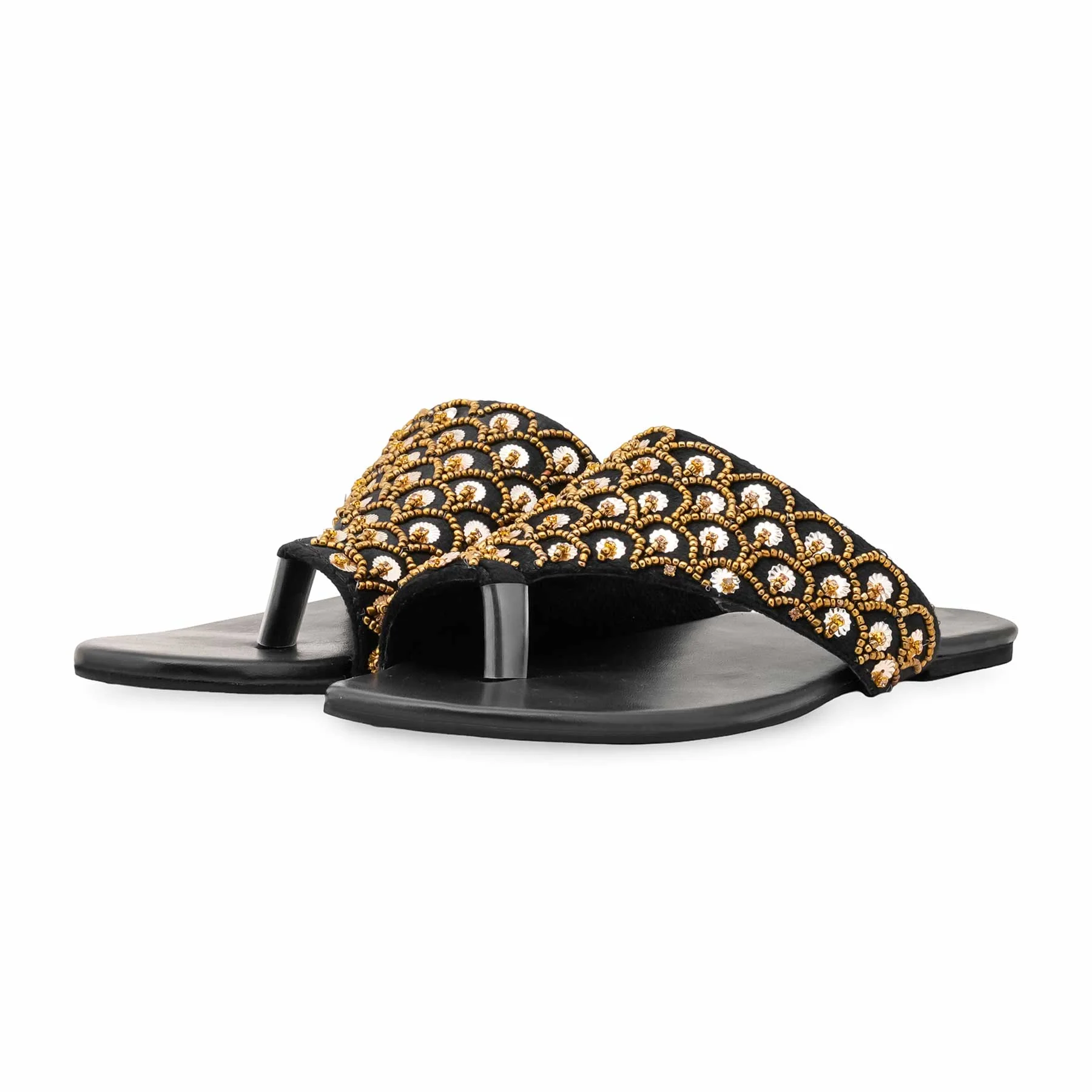 Black Ethnic Chappal For Ladies EC0241 - Image 3