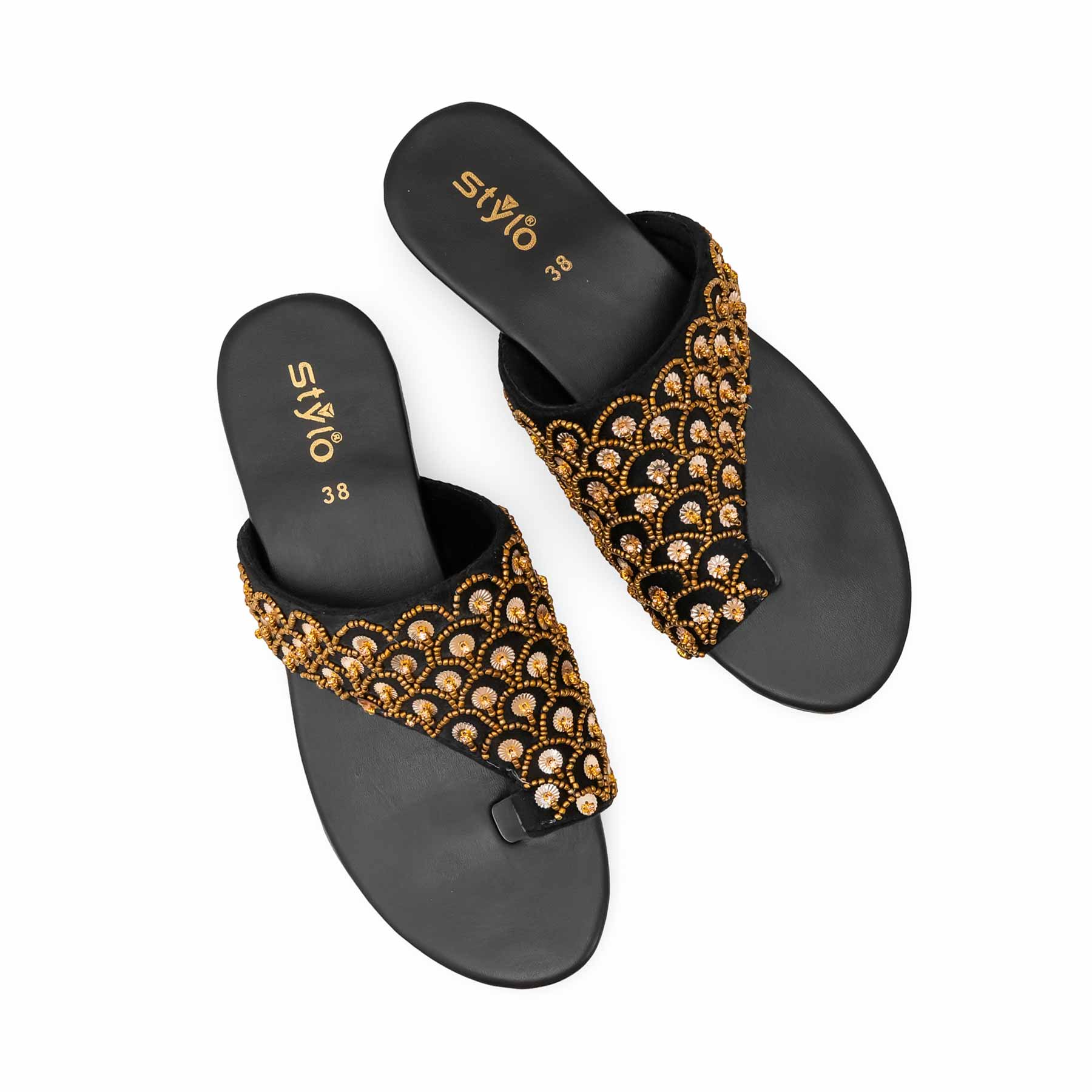 Black Ethnic Chappal For Ladies EC0241 - Image 5