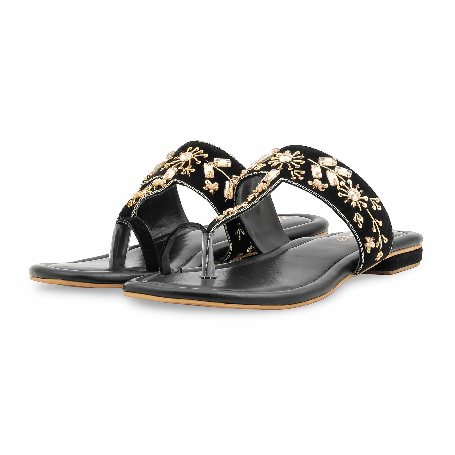Black Ethnic Chappal For Women EC0254 - Image 3