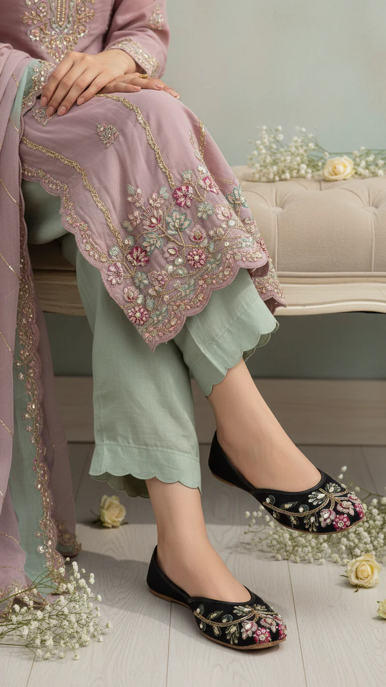 Black Ethnic Khussa For Ladies EC8592 - Image 2