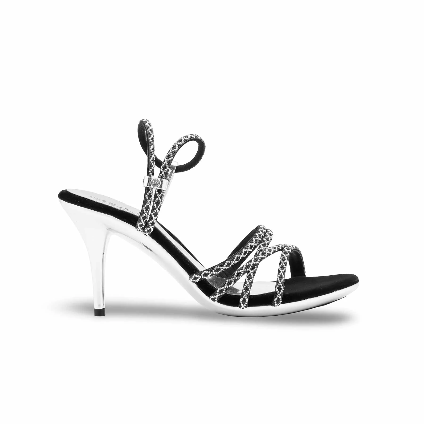 Black Fancy Bridal Sandal FN6224 - Image 2