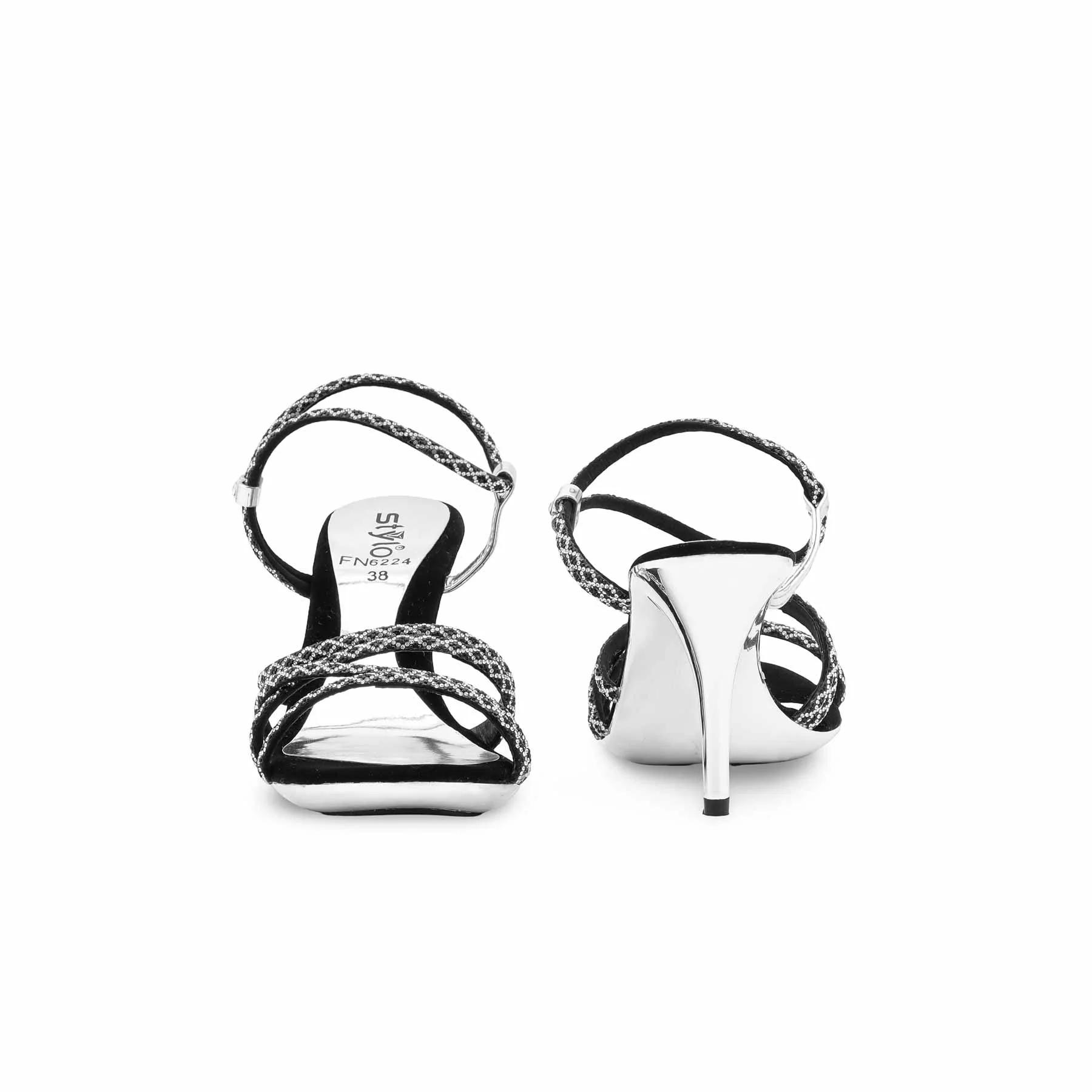 Black Fancy Bridal Sandal FN6224 - Image 4