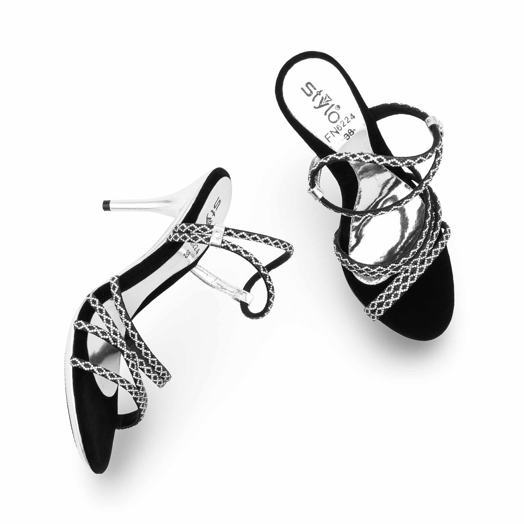 Black Fancy Bridal Sandal FN6224 - Image 5